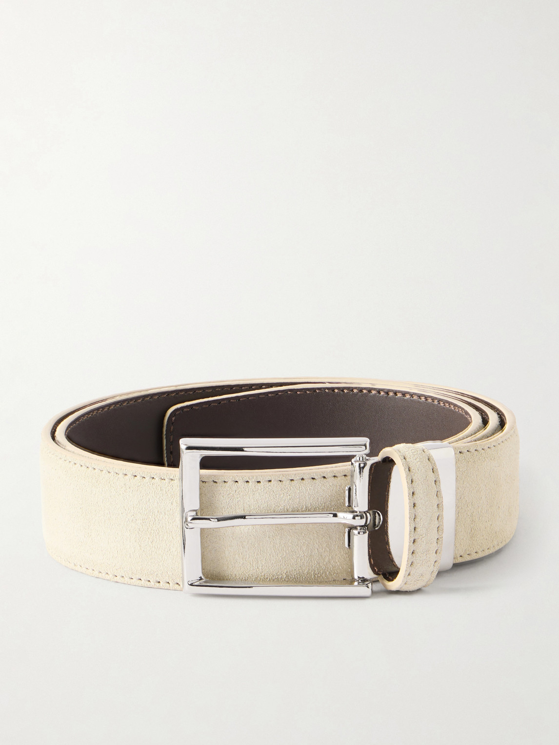 Canali 3.5cm Suede Belt In Red