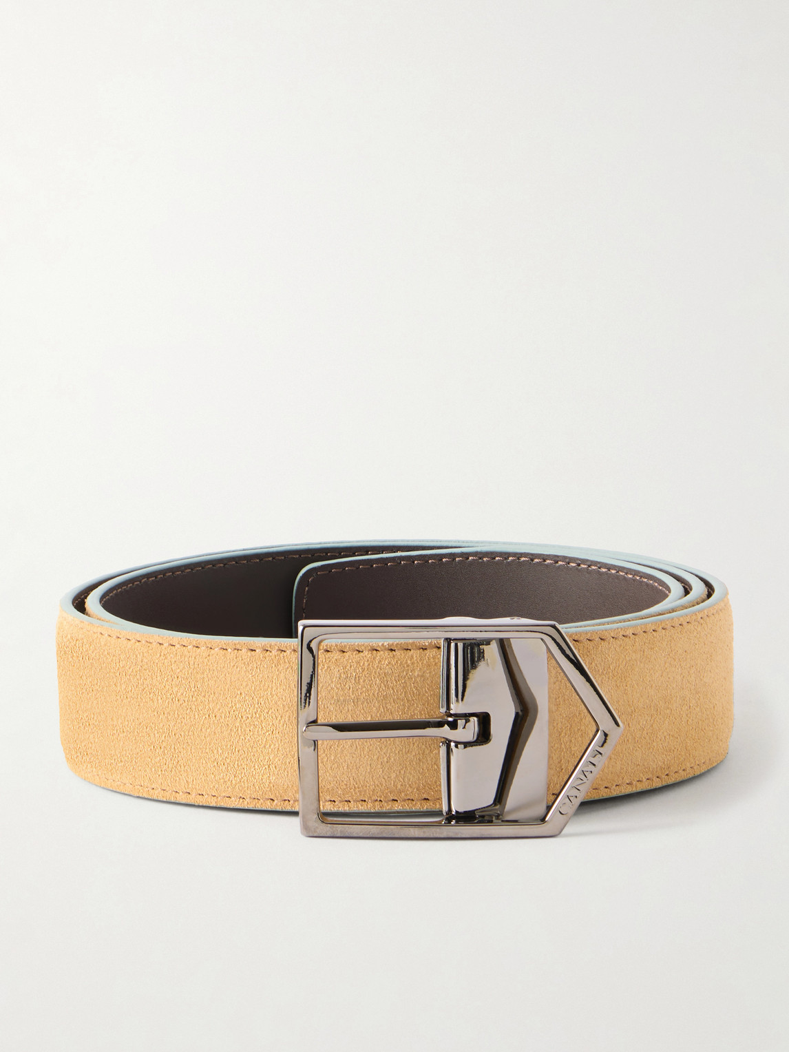 Canali 3.5cm Suede Belt In Brown
