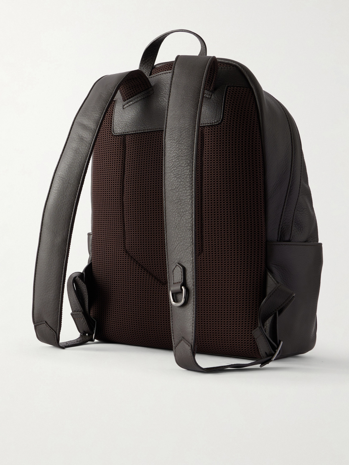 Canali Full-grain Leather Backpack In Brown