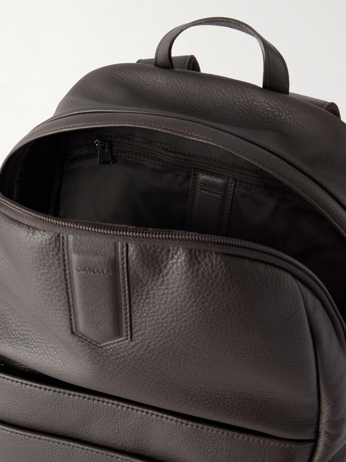 Canali Full-grain Leather Backpack In Brown