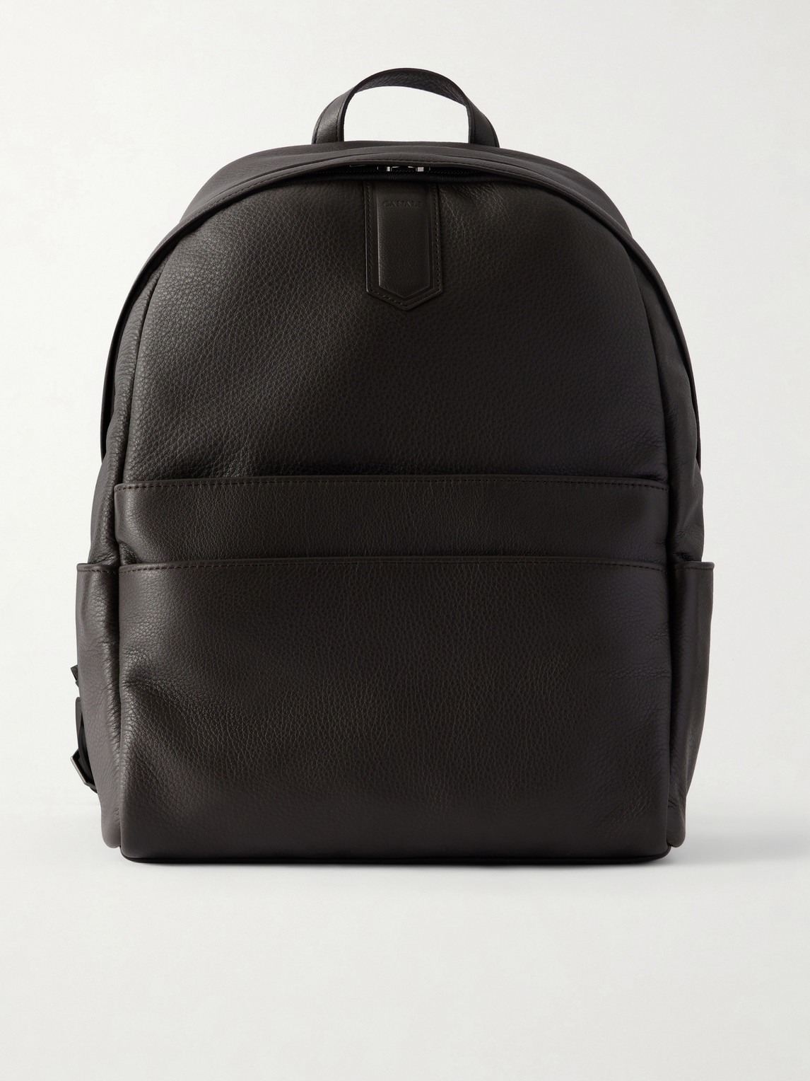 Canali Full-grain Leather Backpack In Brown