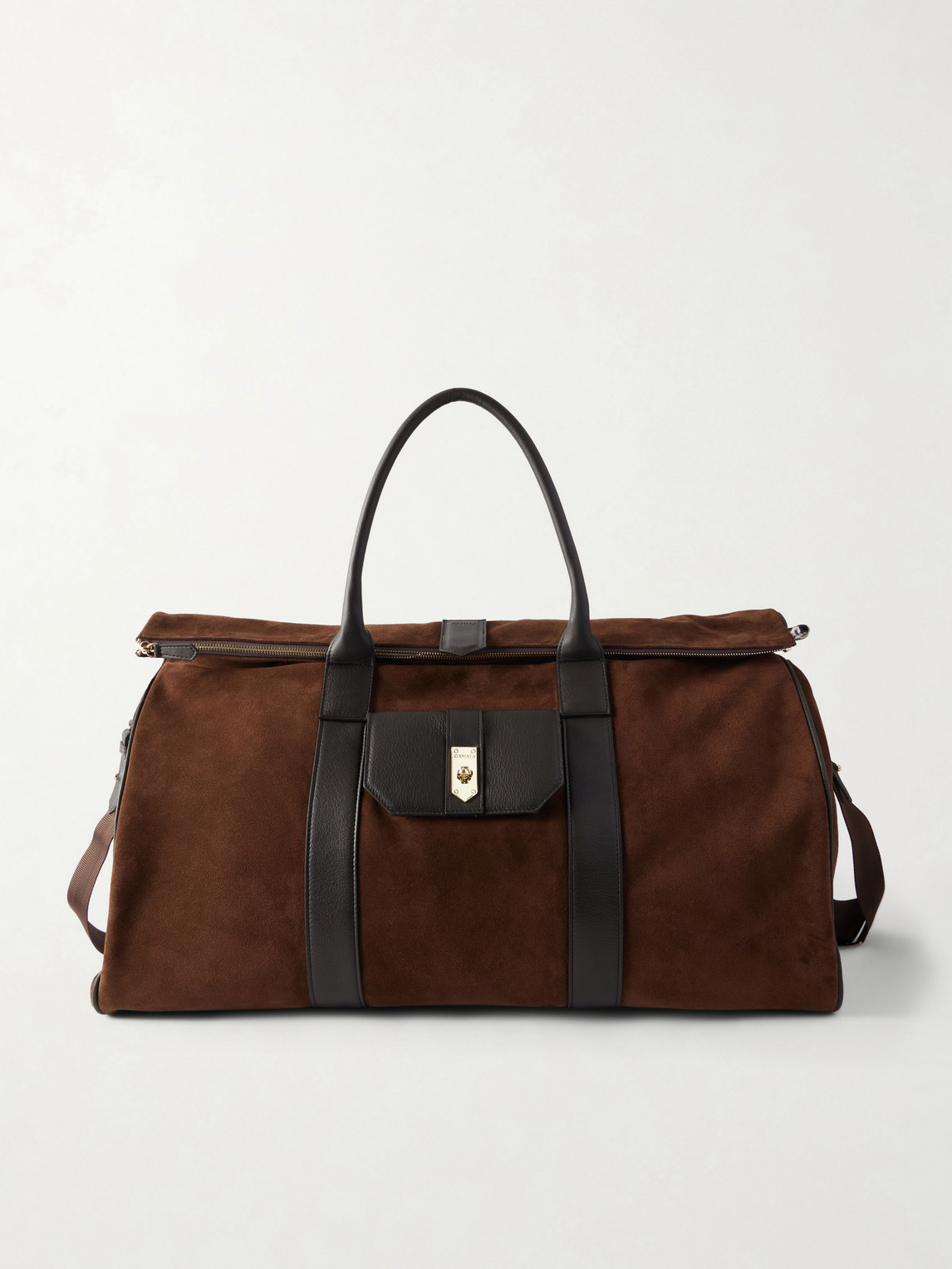 Canali Leather-trimmed Suede Tote In Brown