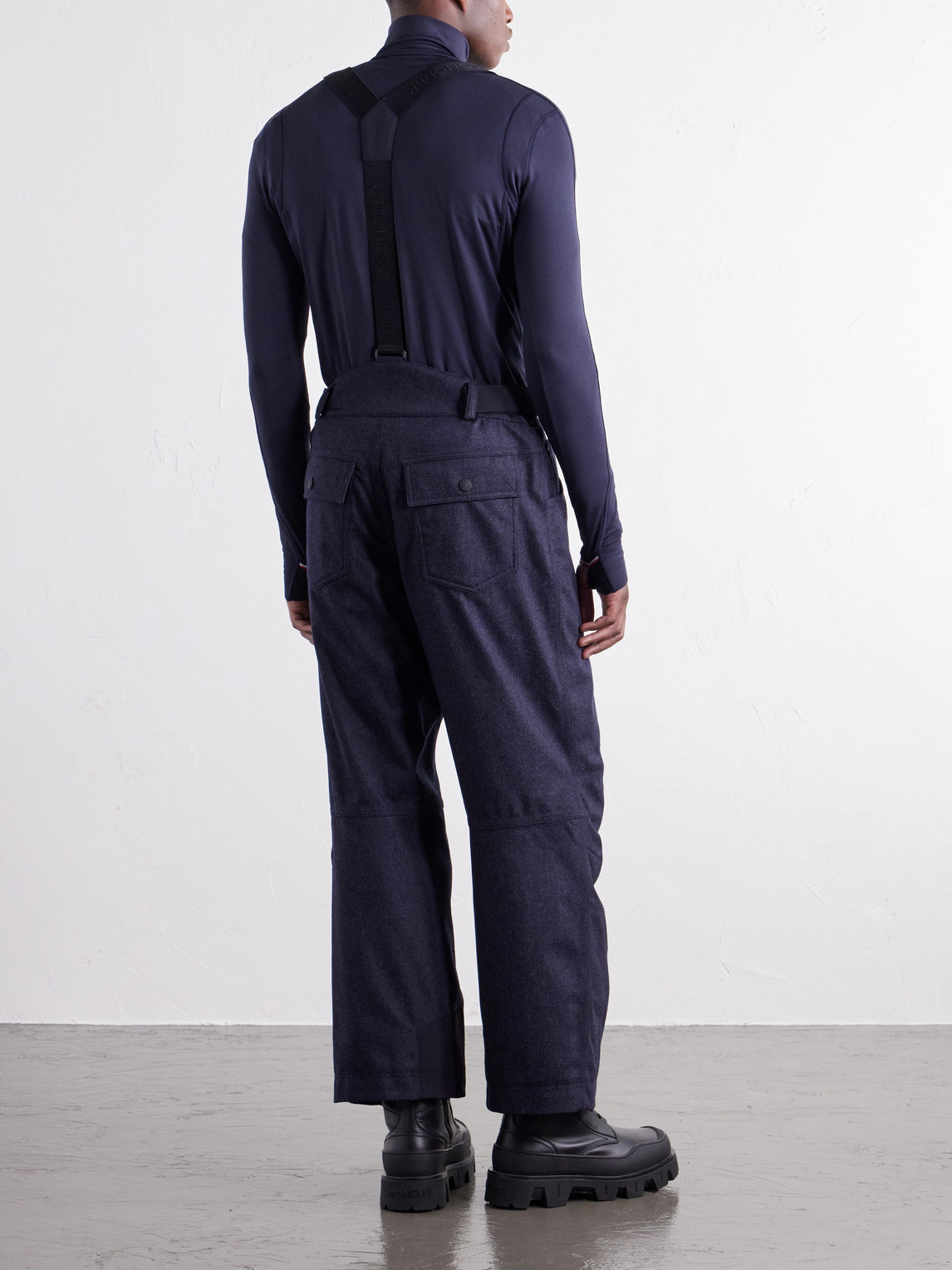 Grenoble - Straight-Leg Padded Webbing-Trimmed Virgin Wool-Denim Ski Salopettes