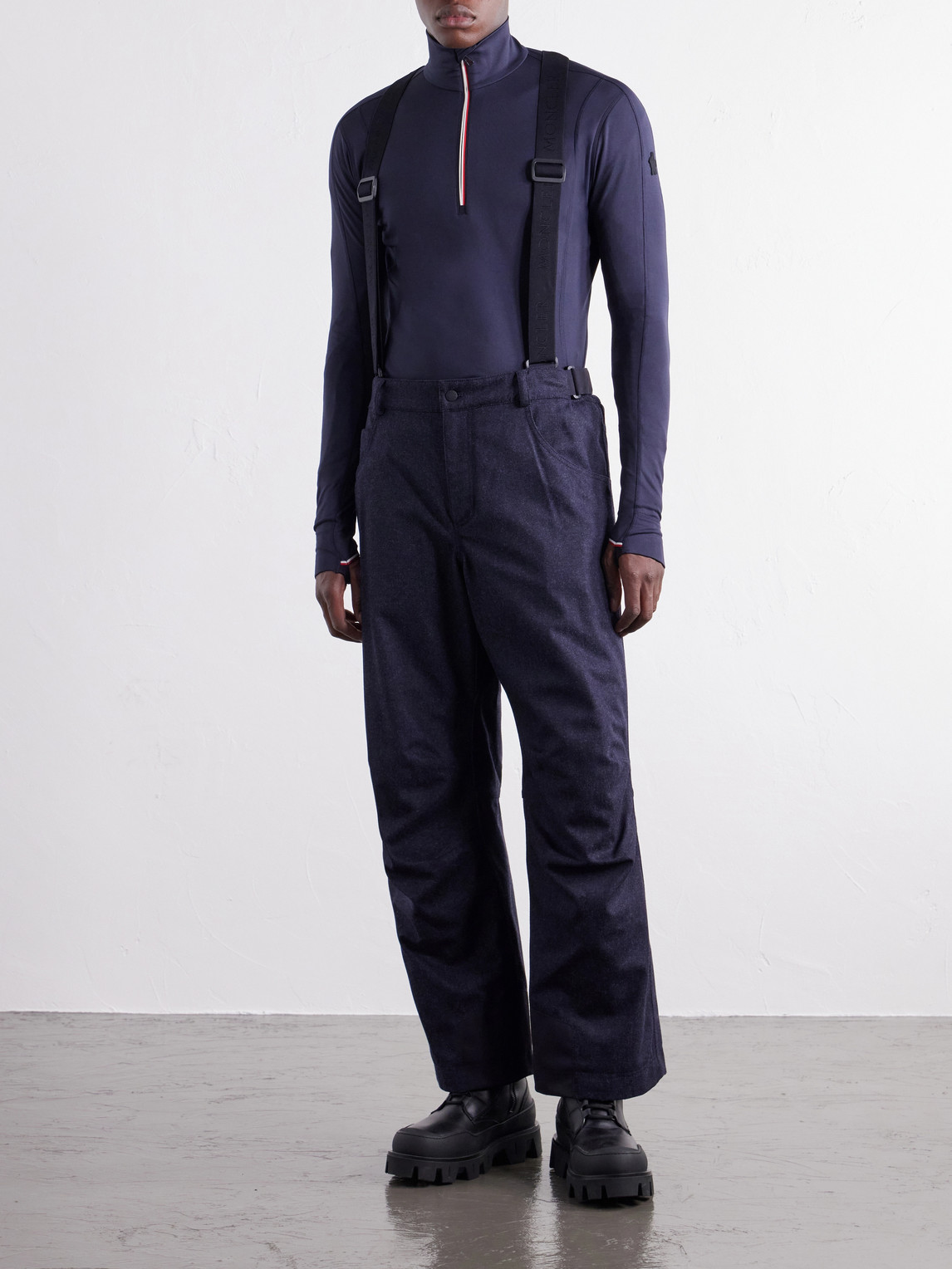 Grenoble - Straight-Leg Padded Webbing-Trimmed Virgin Wool-Denim Ski Salopettes