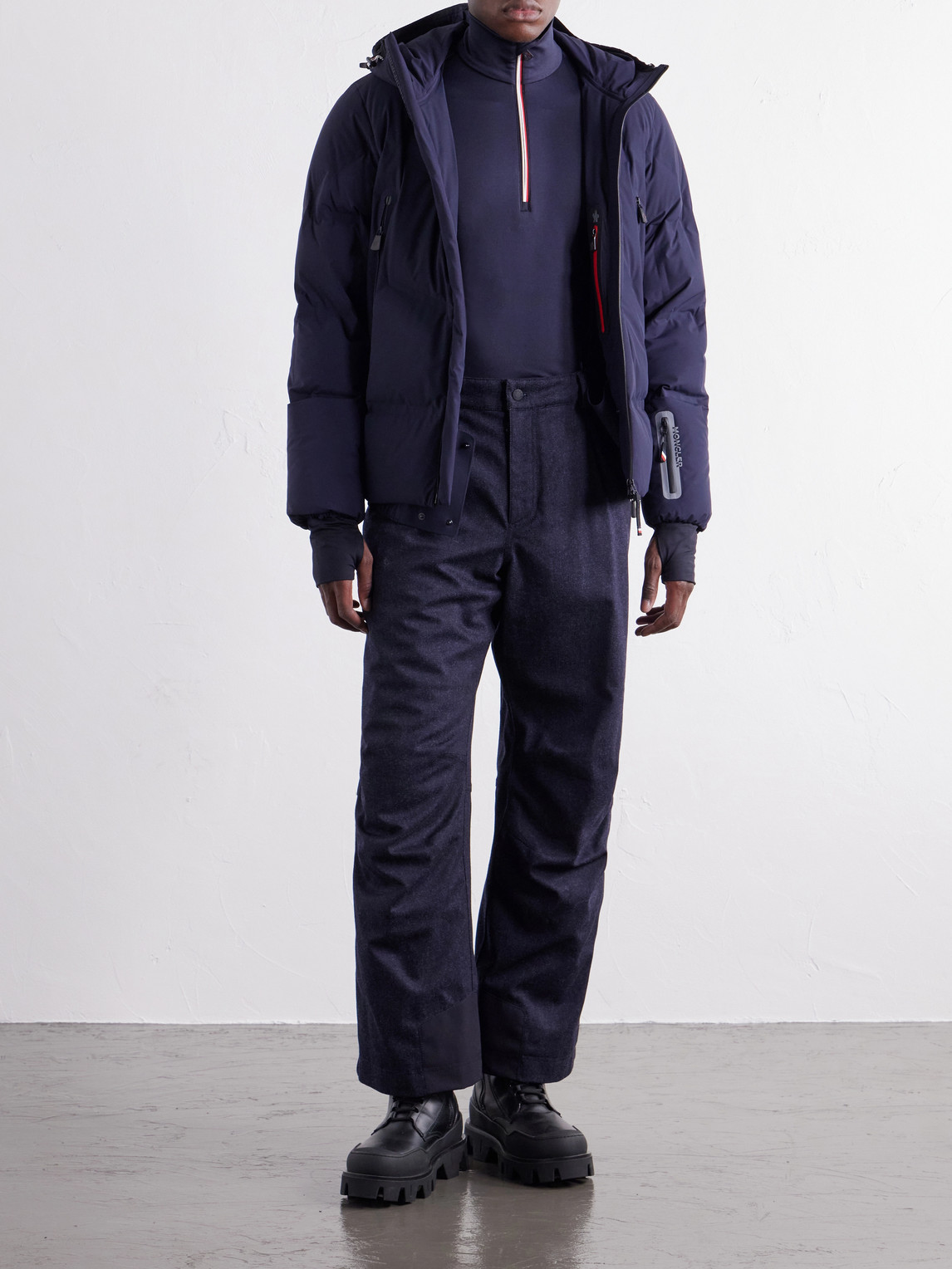 Grenoble - Straight-Leg Padded Webbing-Trimmed Virgin Wool-Denim Ski Salopettes