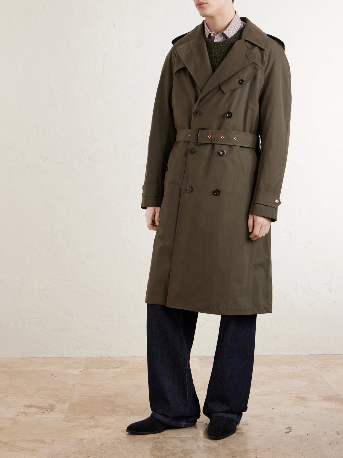  Private White V.c. - The Despatch Rider's Double-breasted Belted Cotton Trench Coat - Men - Green - 2 