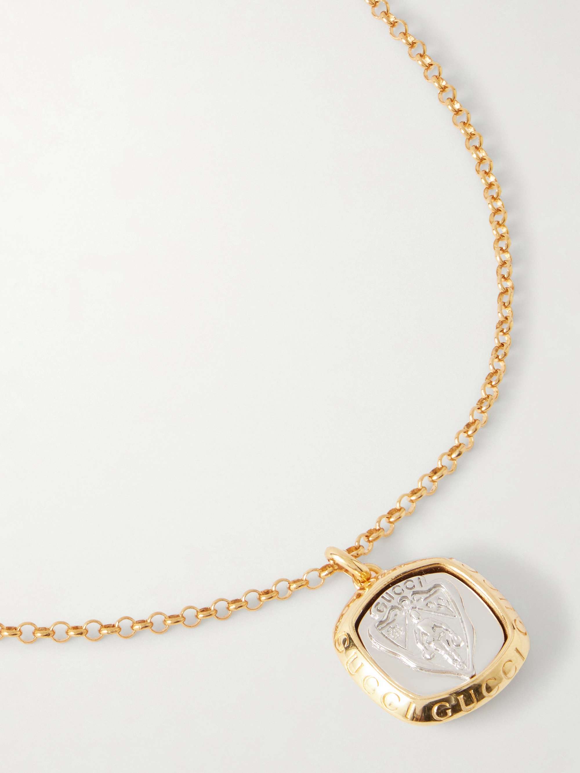 GUCCI Crest Gold- and Silver-Tone Pendant Necklace for Men | MR PORTER