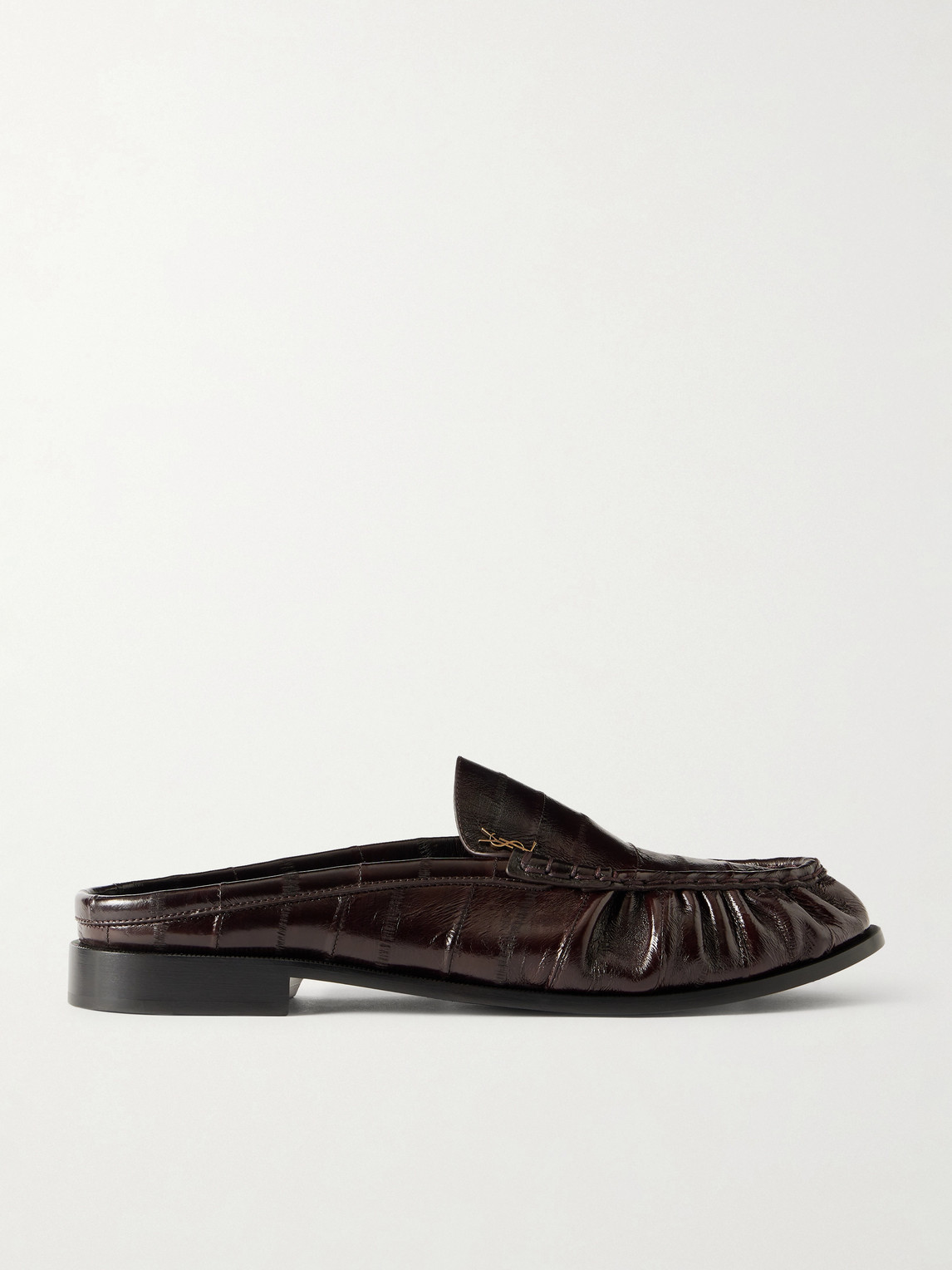 Saint Laurent Le Loafer Logo-embellished Eel Mules In Burgundy