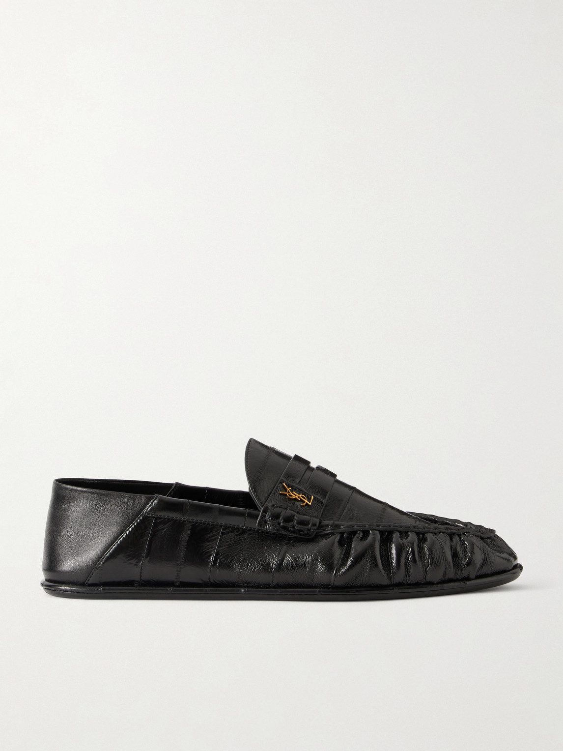 Saint Laurent Collapsible-Heel Logo-Embellished Eel Loafers Loafers EU 43