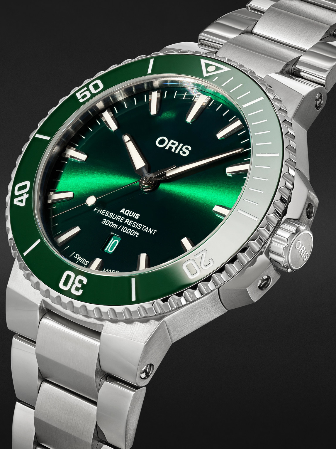  Oris - Aquis Date Automatic 43.5mm Stainless Steel Watch, Ref. No. 01 733 7789 4157-07 8 23 04peb - Men - Green 