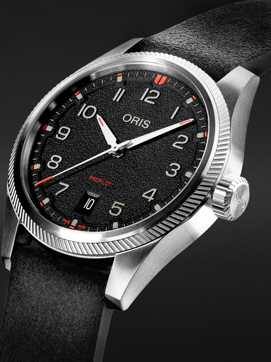  Oris - Propilot Date Automatic 41mm Stainless Steel And Leather Watch, Ref. No. 01 733 7805 4164-07 6 20 04lc - Men - Black 