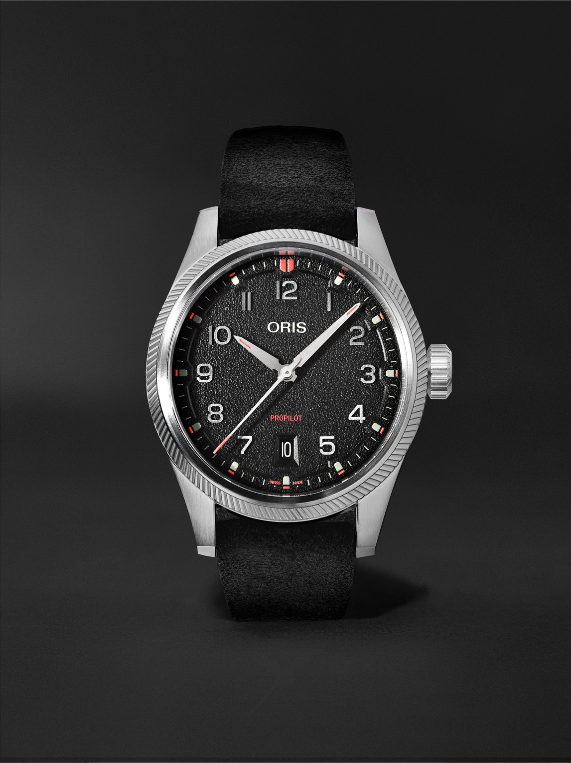 ORIS ProPilot Date Automatic 41mm Stainless Steel and Leather Watch, Ref. No. 01 733 7805 4164-07 6 20 04LC - Men
