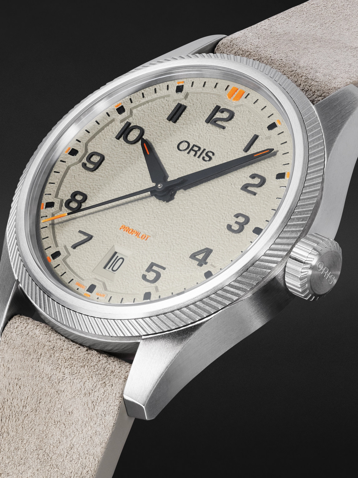 Oris - Propilot Date Automatic 41mm Stainless Steel And Leather Watch, Ref. No.01 733 7805 4163-07 6 20 15lc - Men - White 