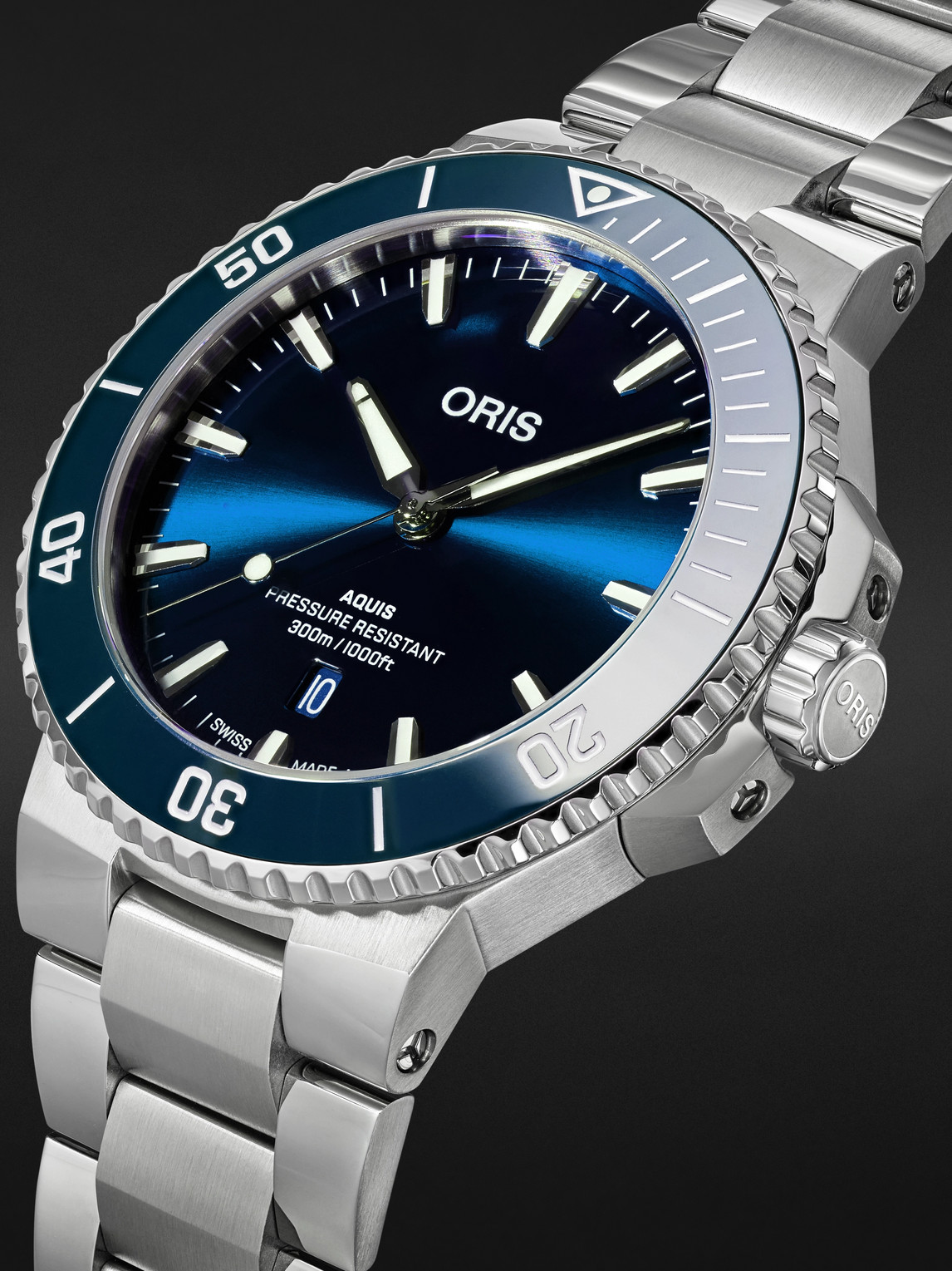  Oris - Aquis Date Automatic 43.5mm Stainless Steel Watch, Ref. No. 01 733 7789 4135-07 8 23 04peb - Men - Blue 