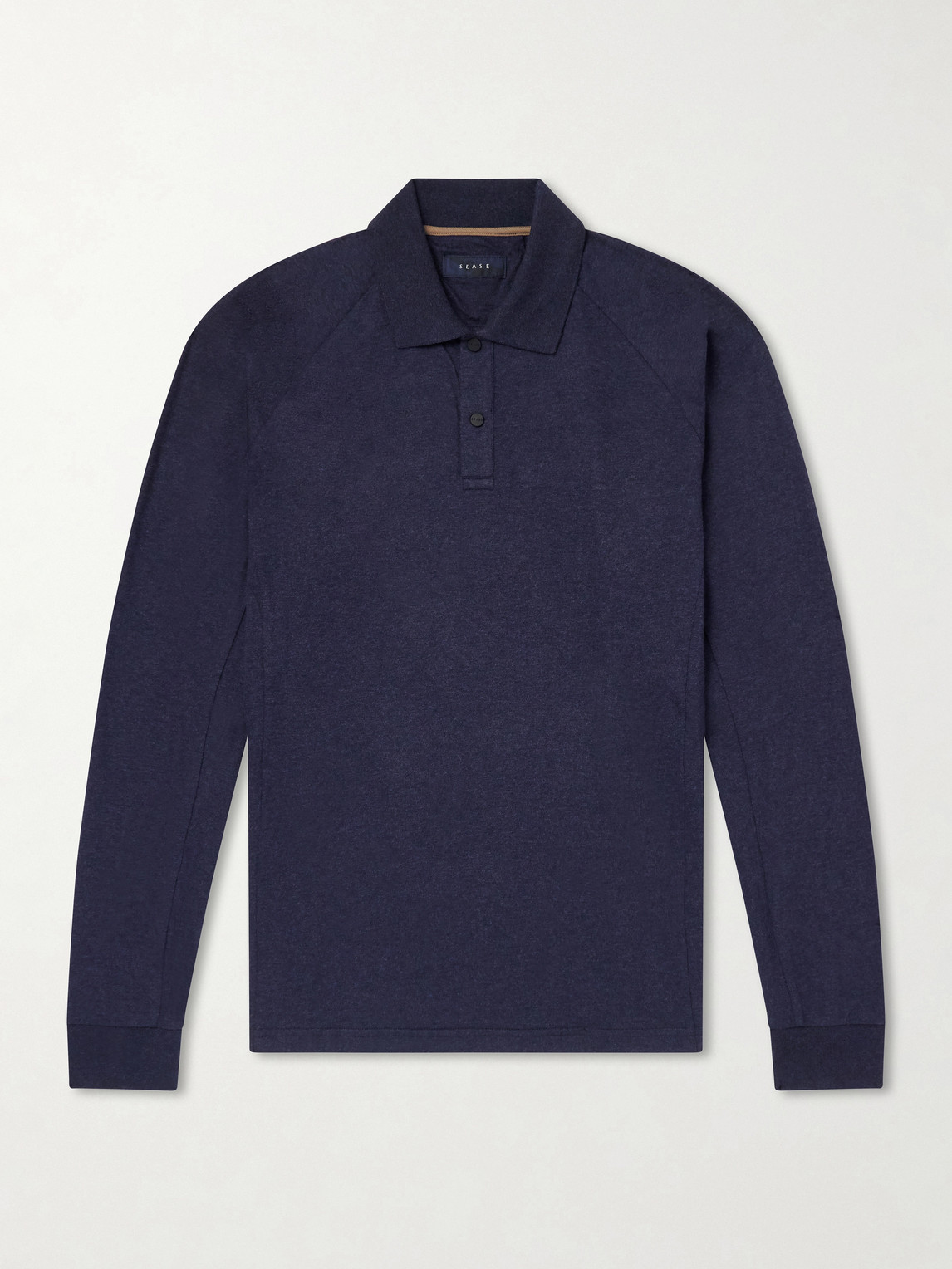Sease Cotton And Cashmere-blend Jersey Polo Shirt In Blue
