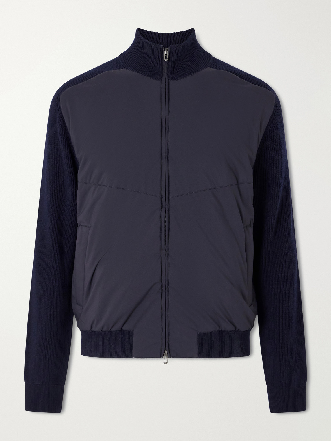 Sease Virgin Wool And Shell Bomber Jacket In Blue