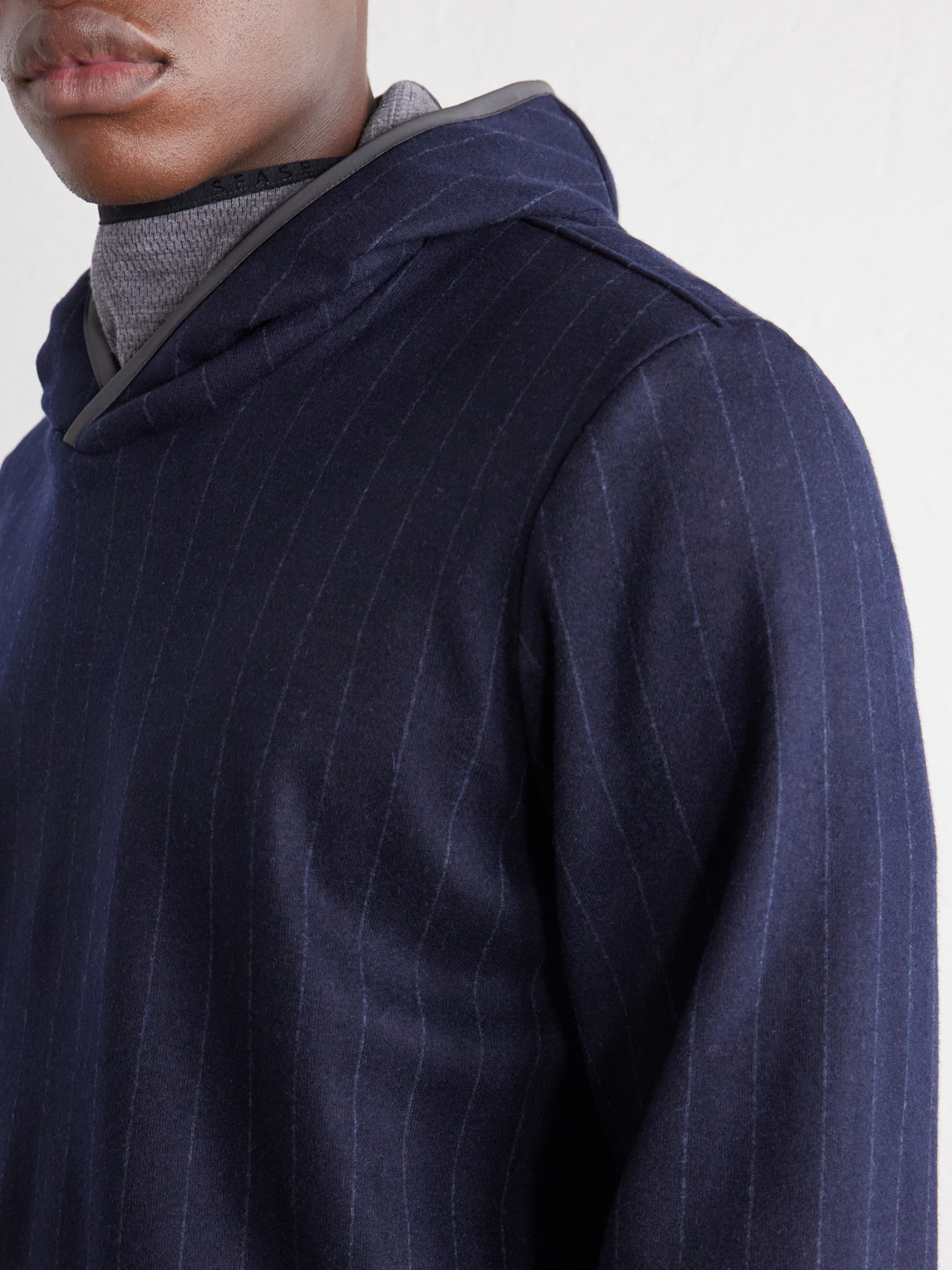 Drone Pinstriped Wool-Blend Jersey Hoodie