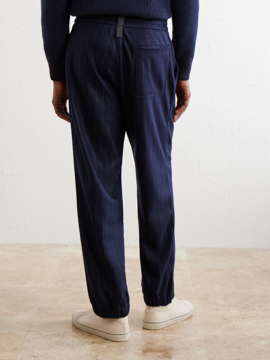 Tapered Pinstriped Wool-Blend Trousers