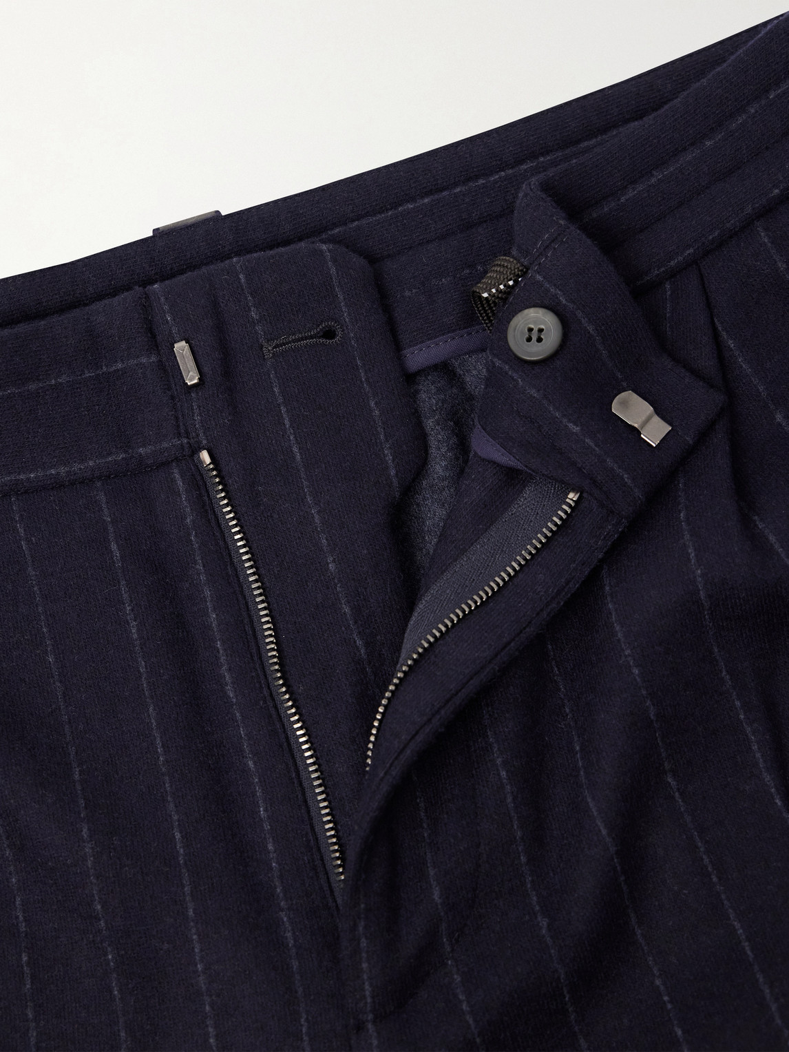 Tapered Pinstriped Wool-Blend Trousers