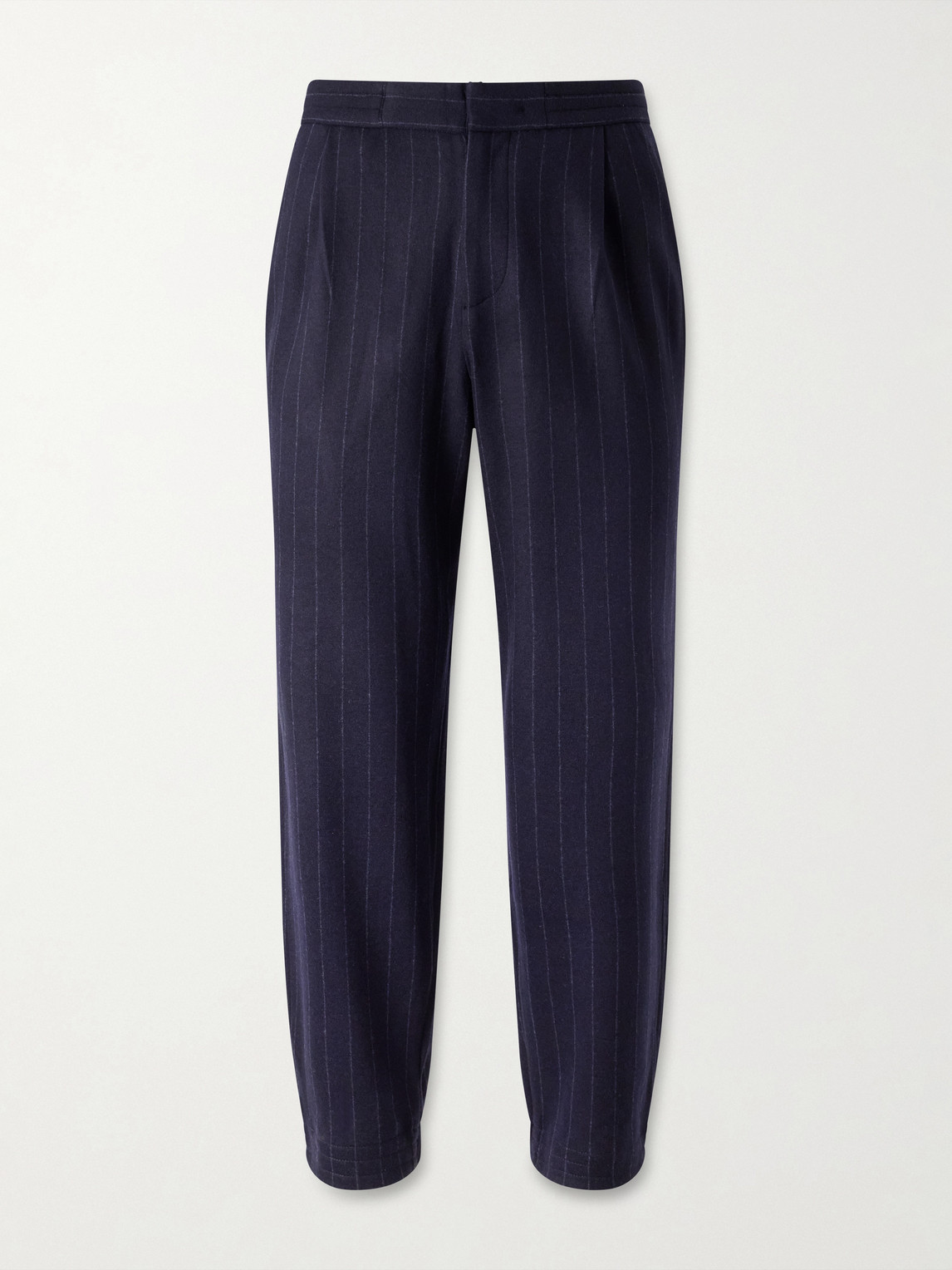Sease Tapered Pinstriped Wool-blend Trousers In Blue