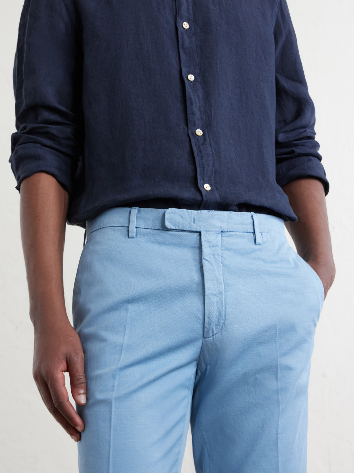 Straight-Leg Cotton-Blend Suit Trousers