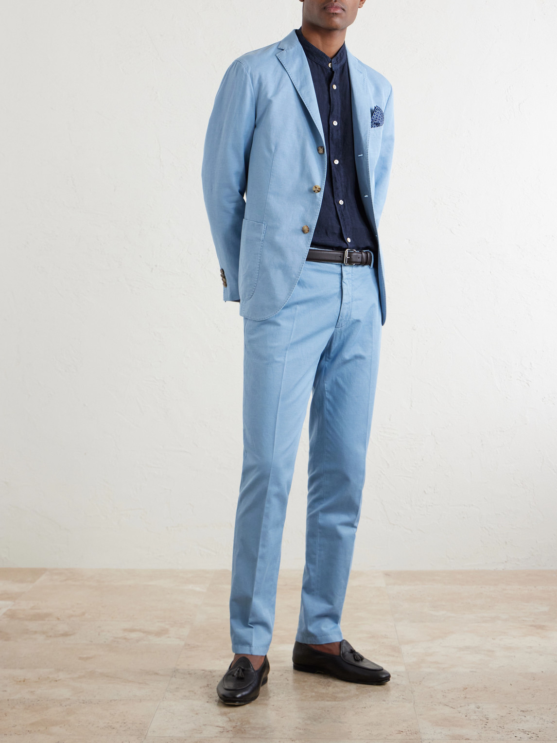 Straight-Leg Cotton-Blend Suit Trousers