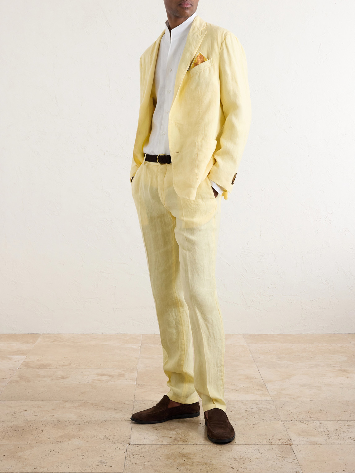 Straight-Leg Linen Suit Trousers