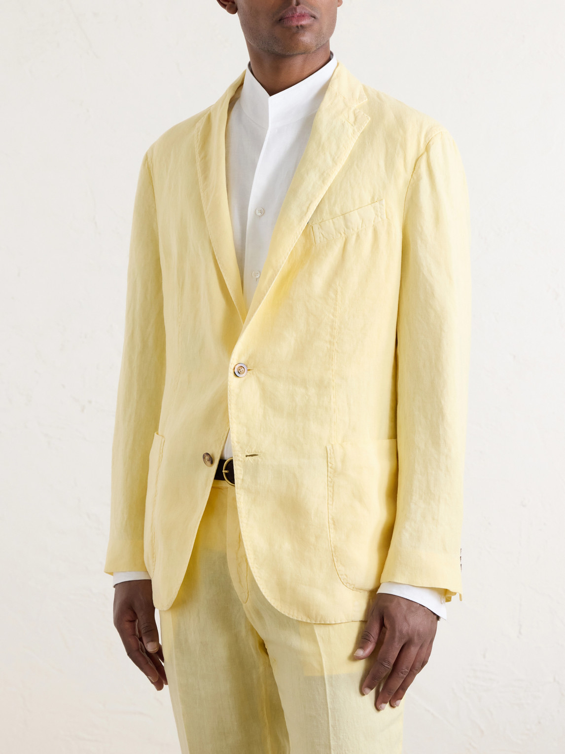  Boglioli - Linen Suit Jacket - Men - Yellow - It 48 