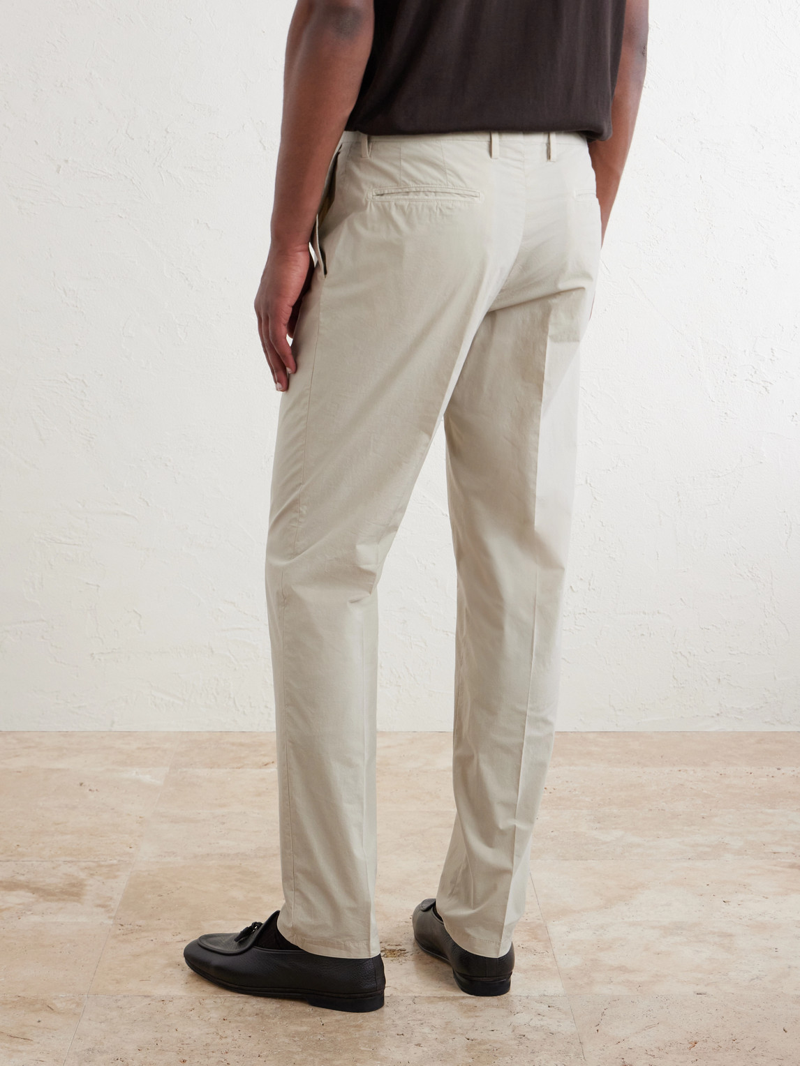 Straight-Leg Cotton-Blend Suit Trousers