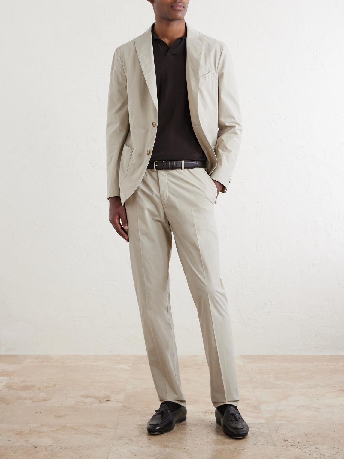 Straight-Leg Cotton-Blend Suit Trousers