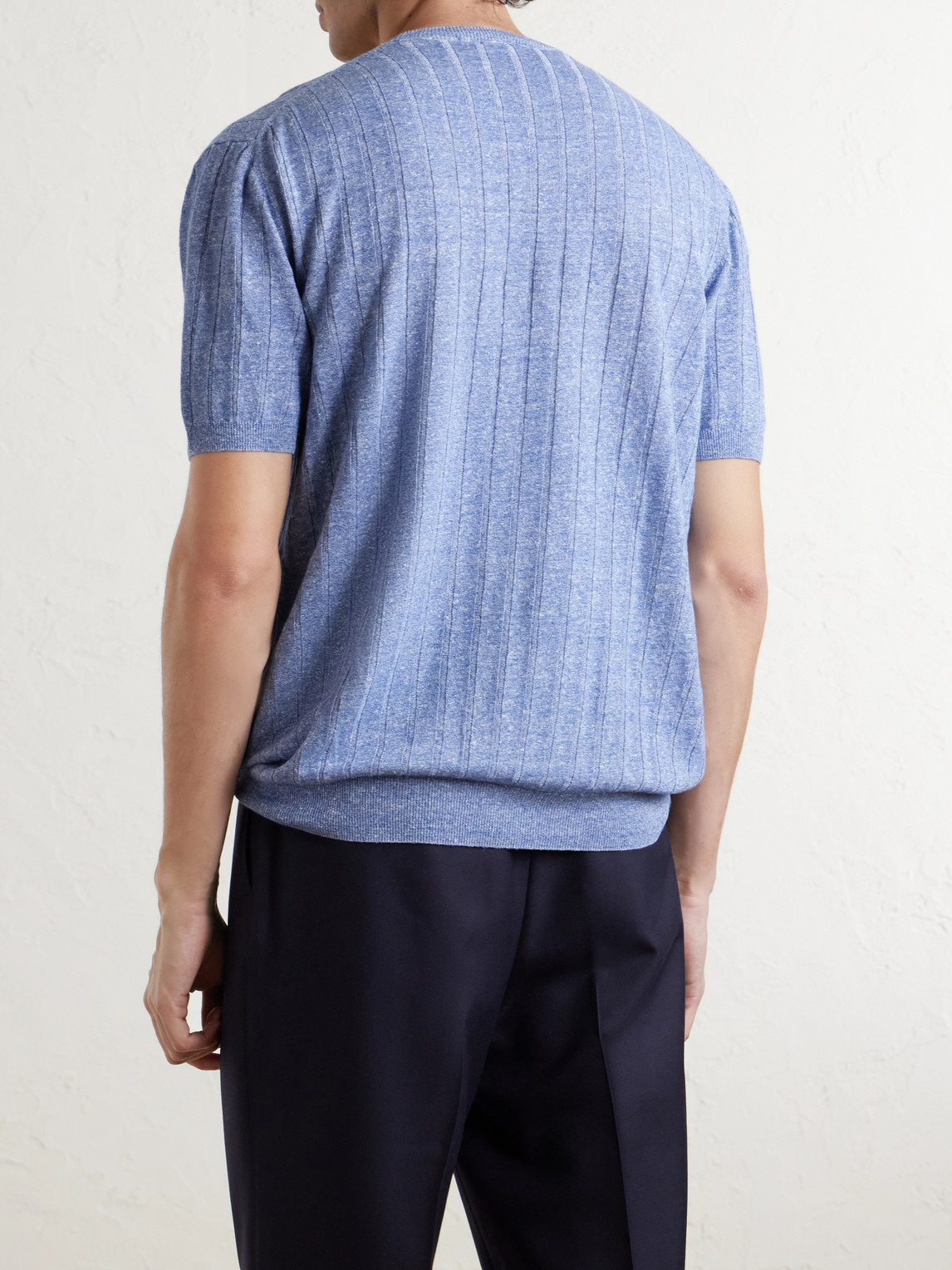 Ribbed Linen And Cotton-Blend T-Shirt