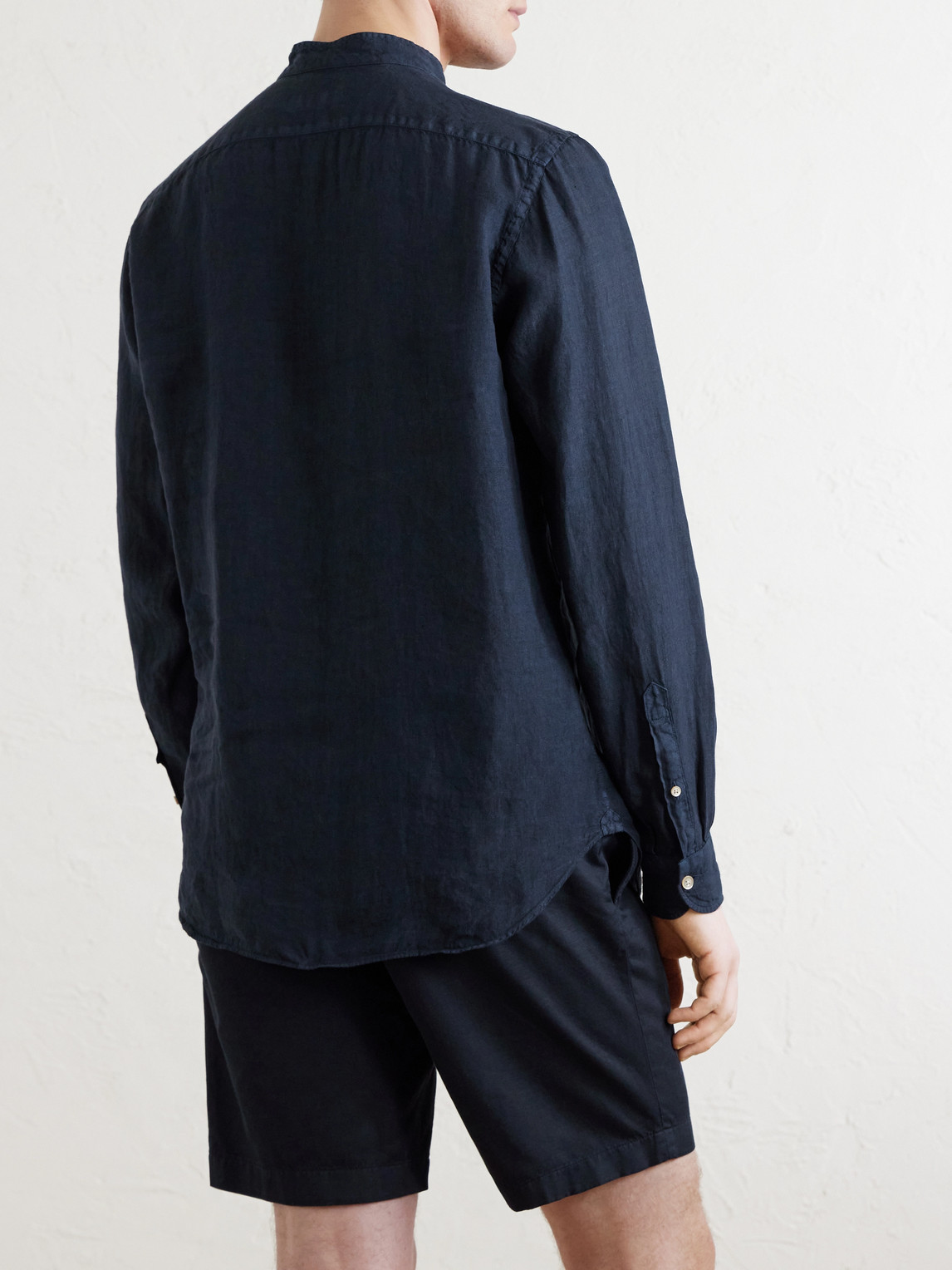 Grandad-Collar Linen Shirt