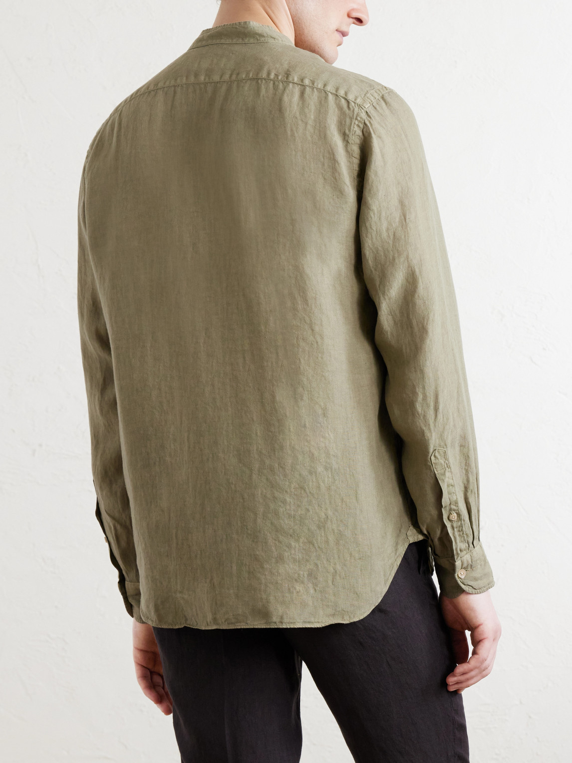 Grandad-Collar Linen Shirt
