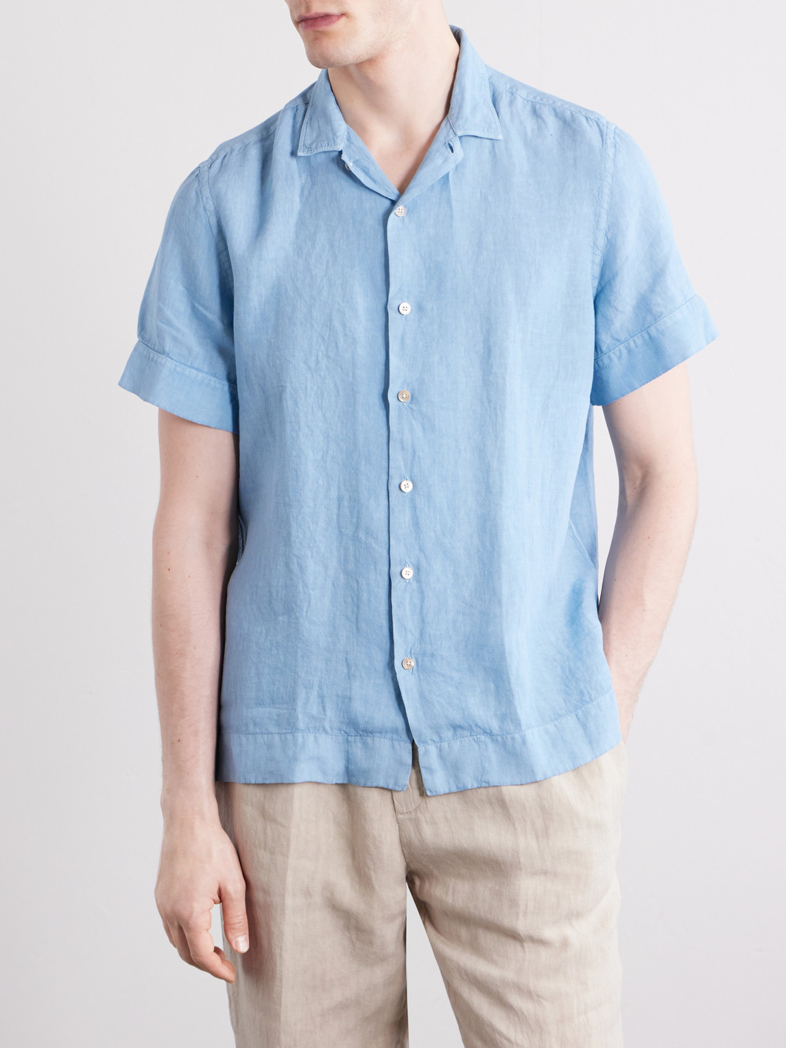  Boglioli - Linen Shirt - Men - Blue - Eu 38 