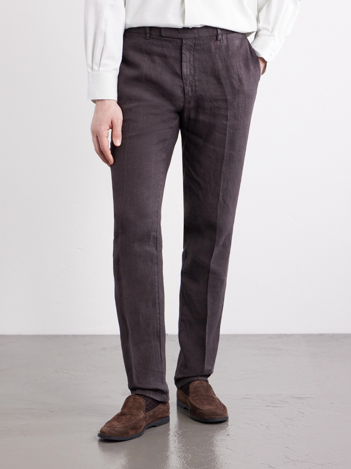 Straight-Leg Linen Suit Trousers