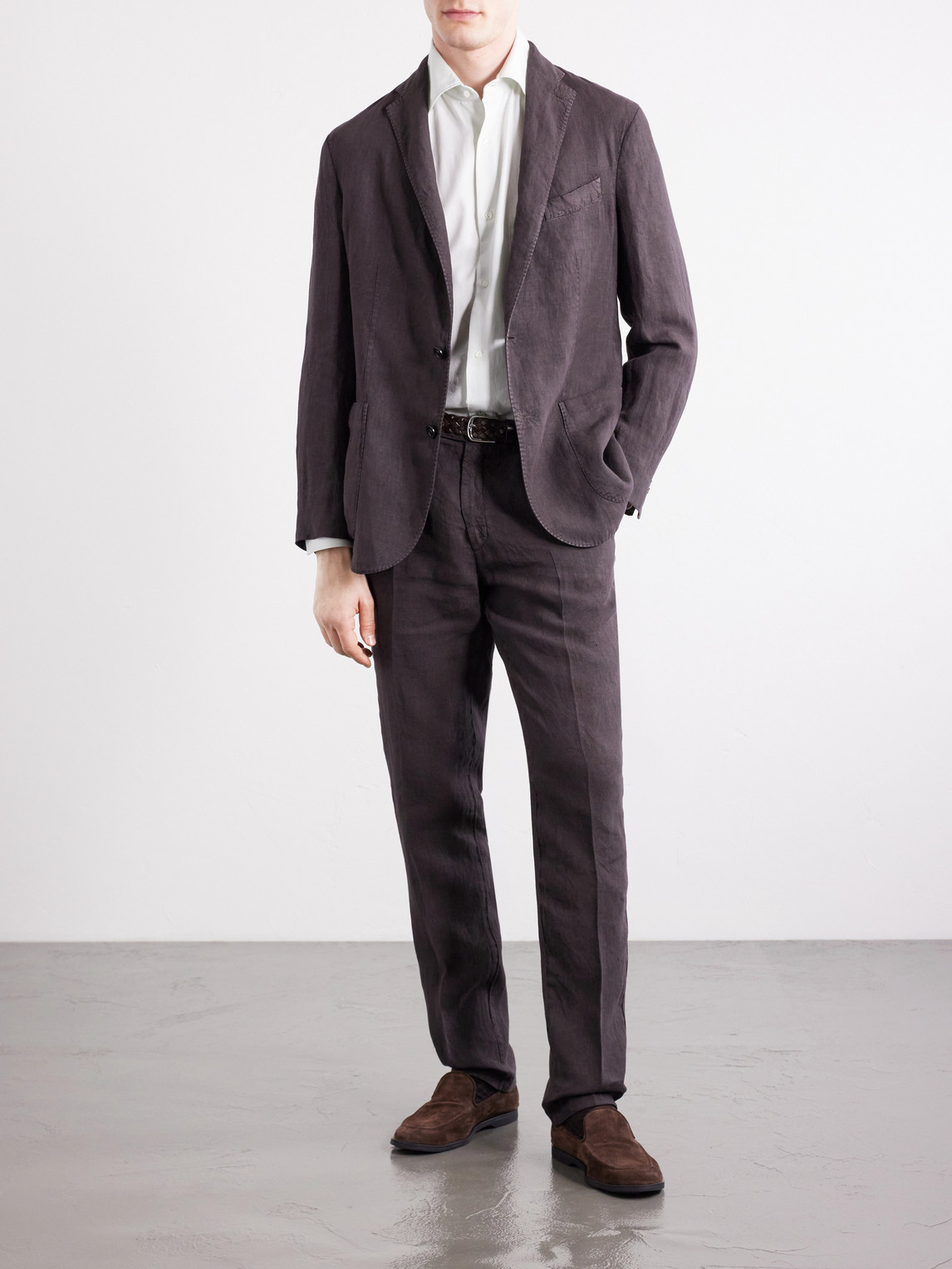 Straight-Leg Linen Suit Trousers