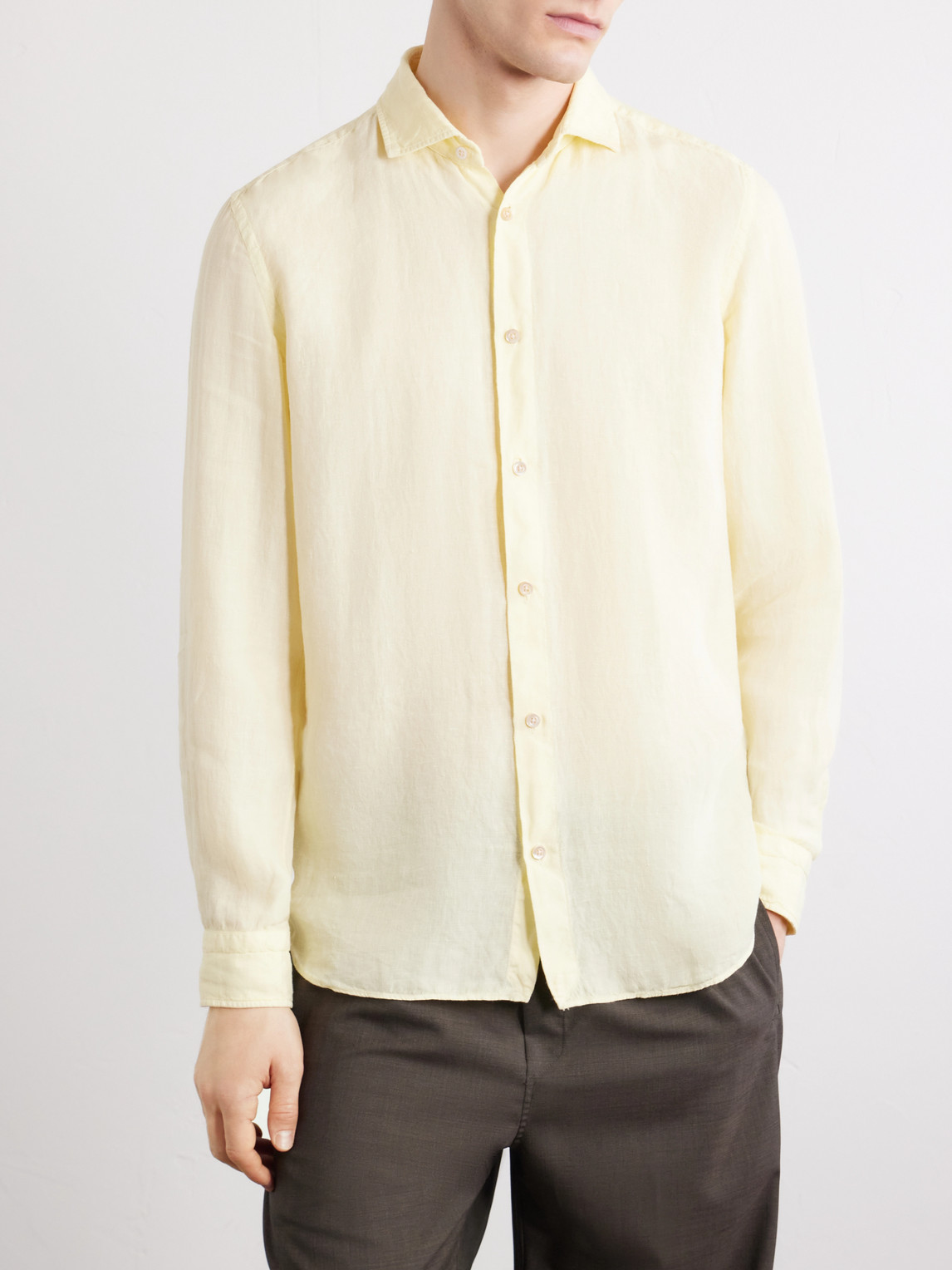  Boglioli - Linen Shirt - Men - Yellow - Eu 38 