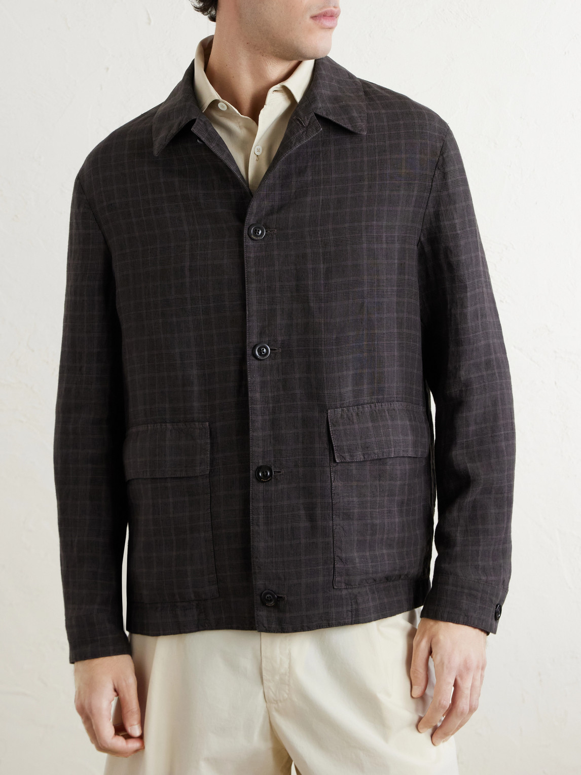  Boglioli - Checked Linen Overshirt - Men - Brown - It 44 