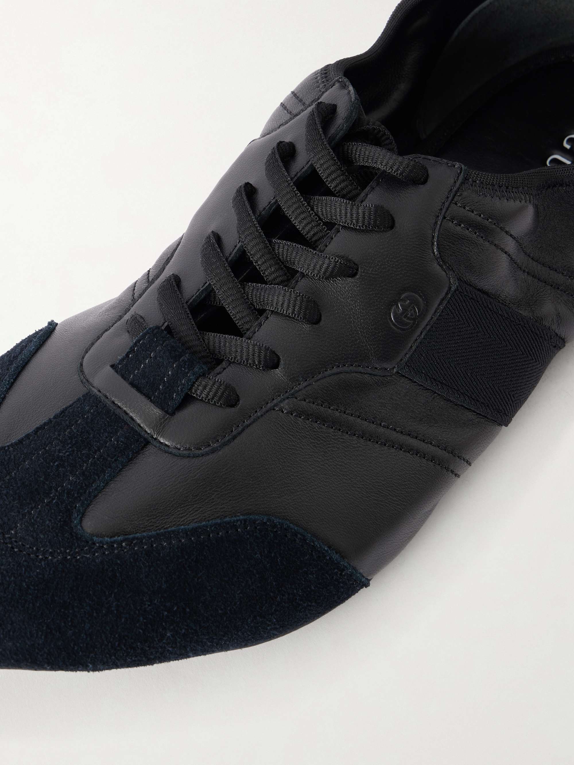 GUCCI Flex Suede-Trimmed Leather Sneakers for Men | MR PORTER