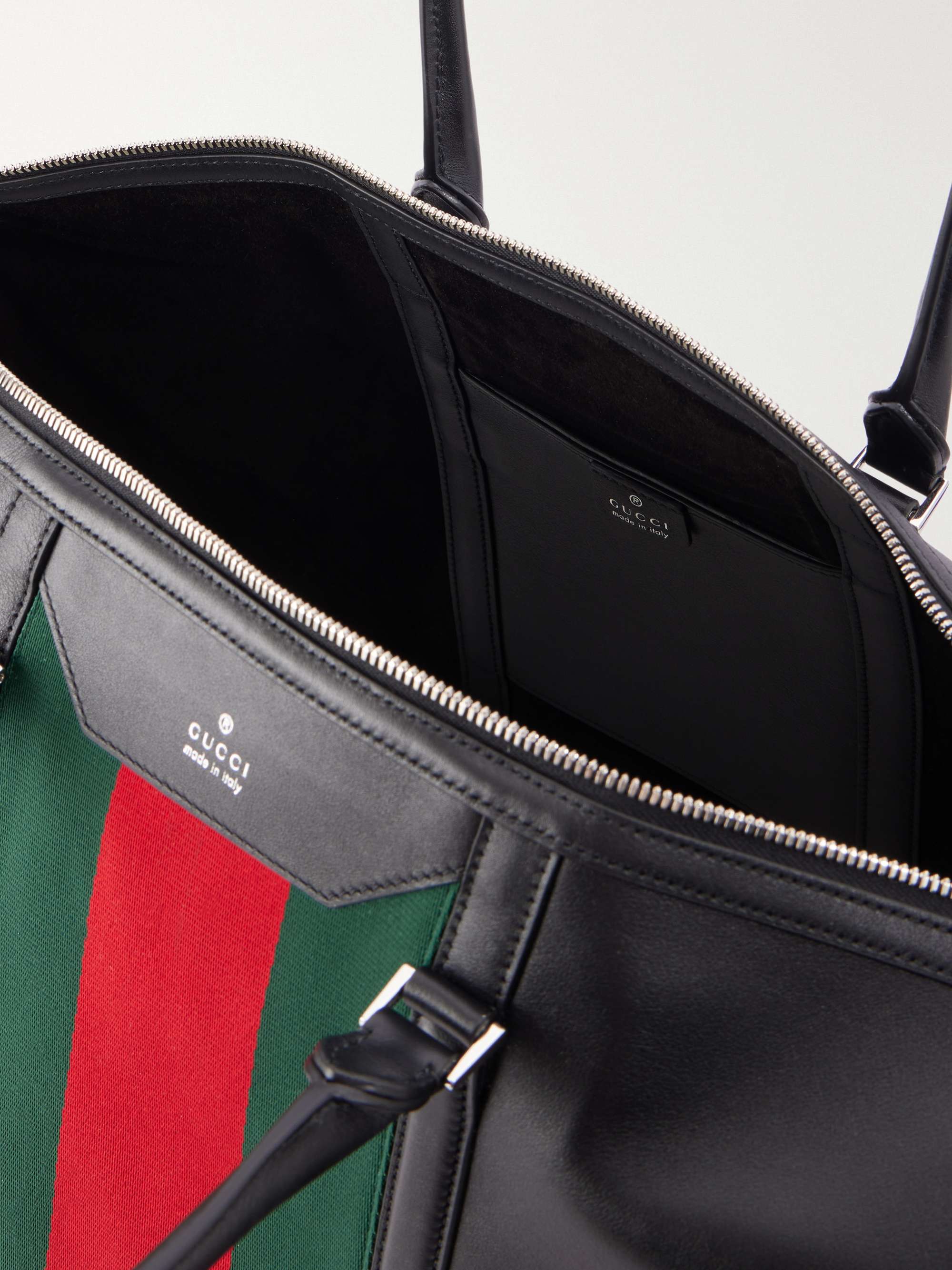 GUCCI Web-Trimmed Leather Tote Bag for Men | MR PORTER