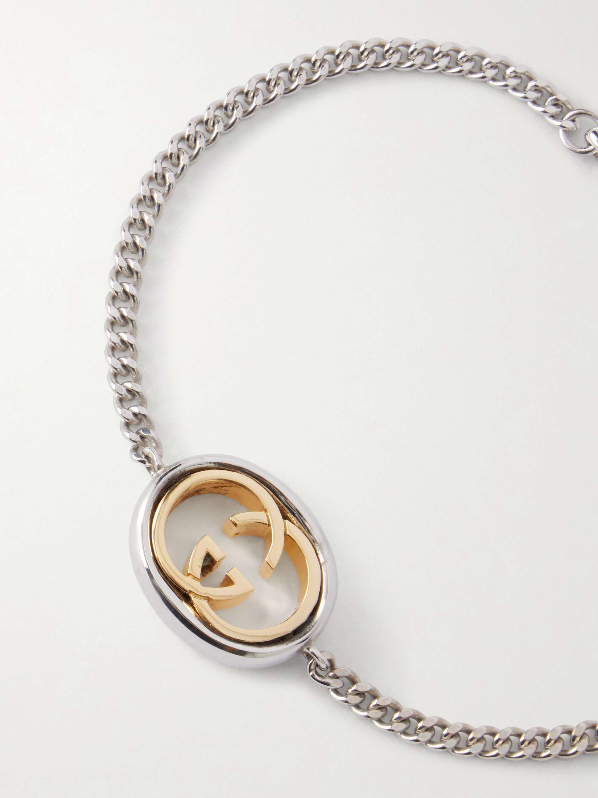 GUCCI Interlocking G-Embellished Silver-Tone Bracelet for Men | MR