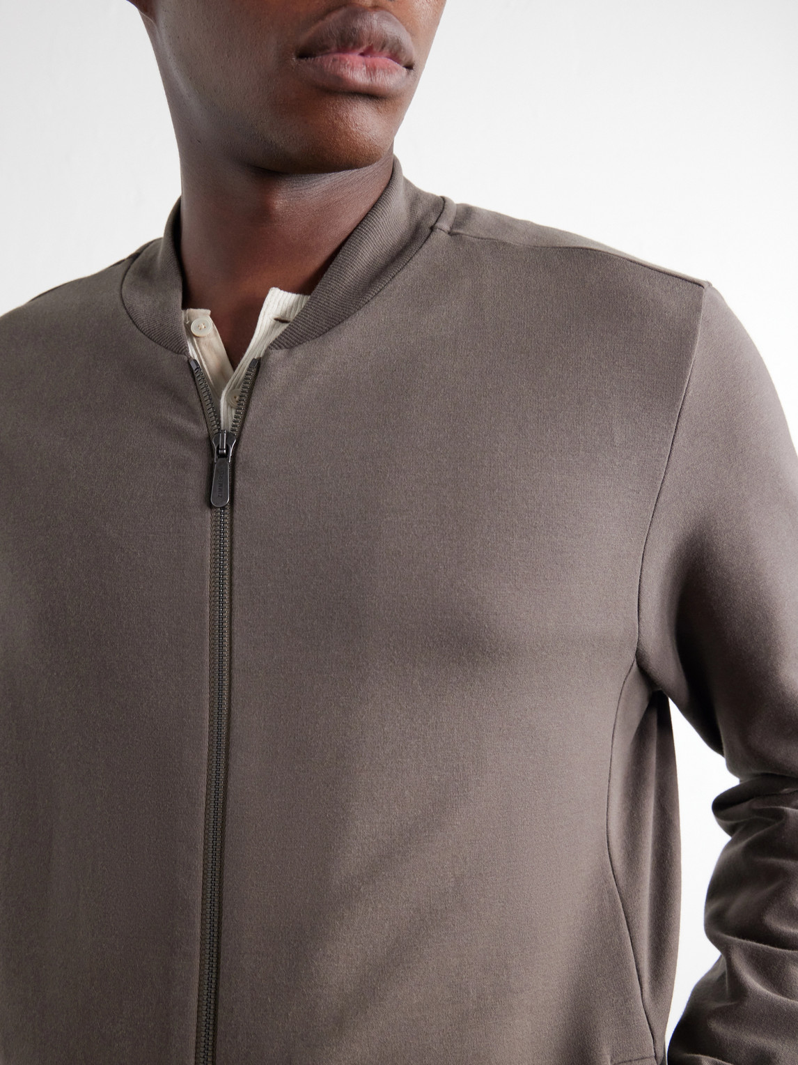 Cotton-Blend Jersey Zip-Up Overshirt