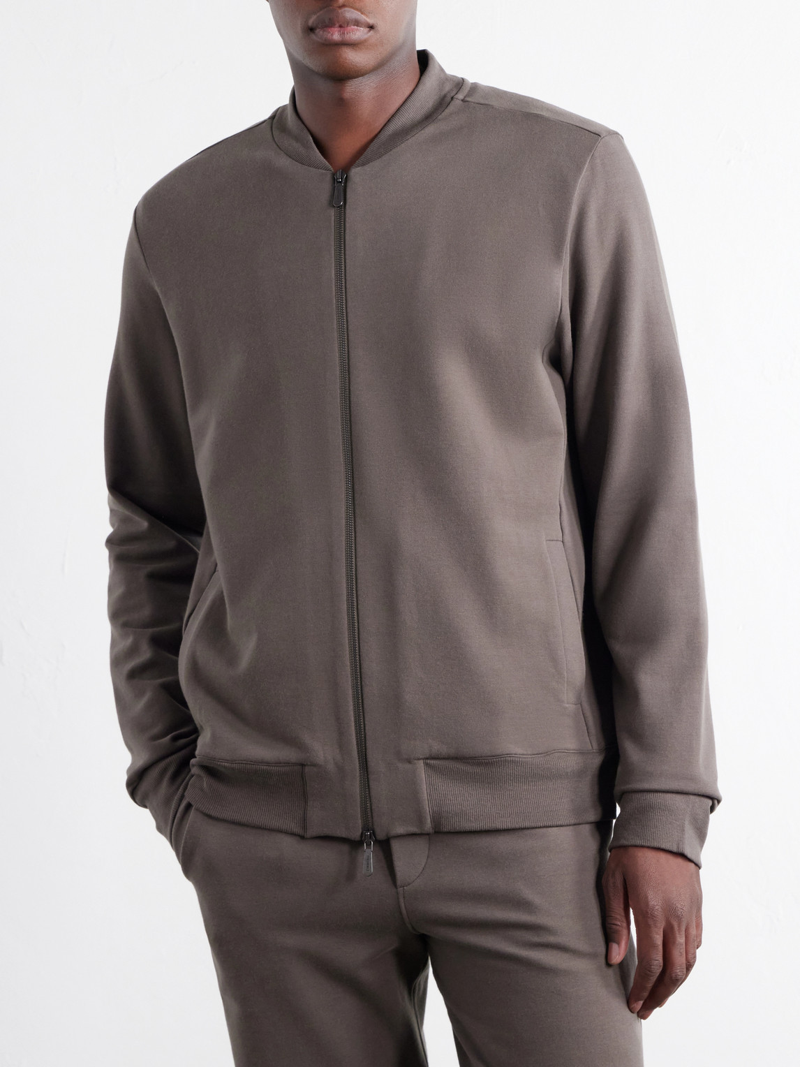 Cotton-Blend Jersey Zip-Up Overshirt