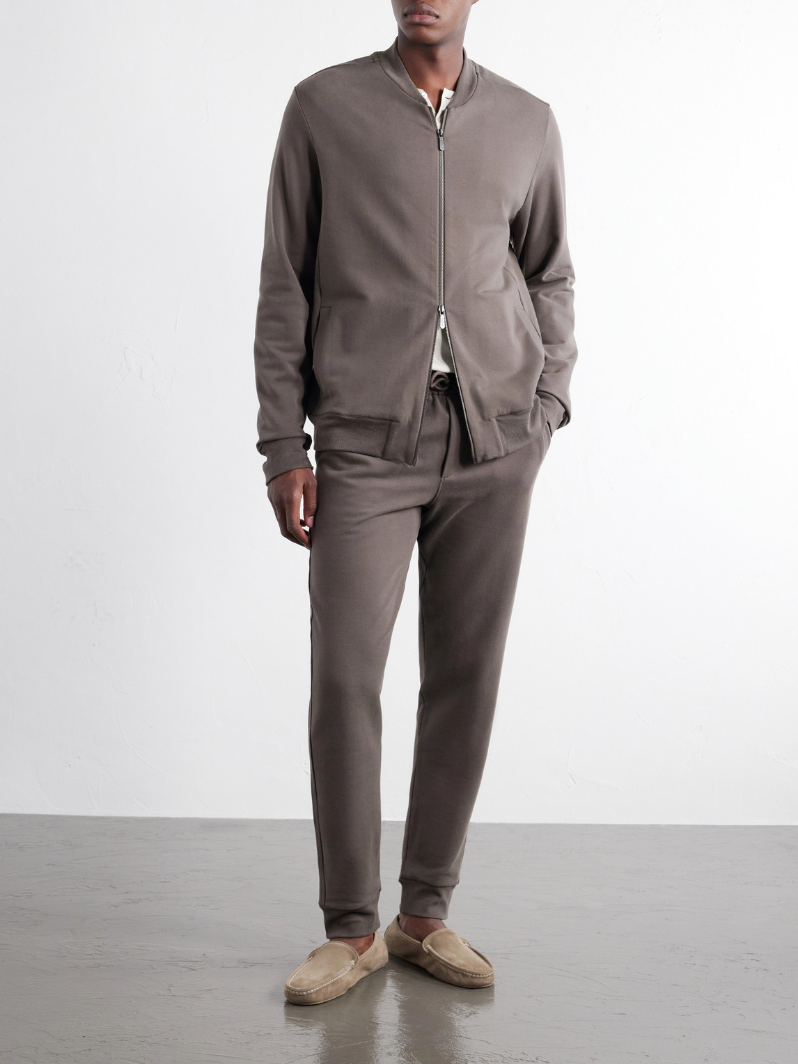 Cotton-Blend Jersey Zip-Up Overshirt