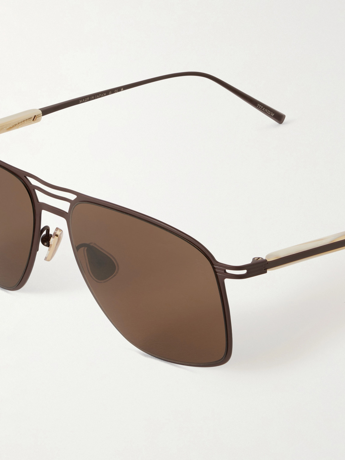  Brunello Cucinelli - Aviator-style Titanium Sunglasses - Men - Brown 