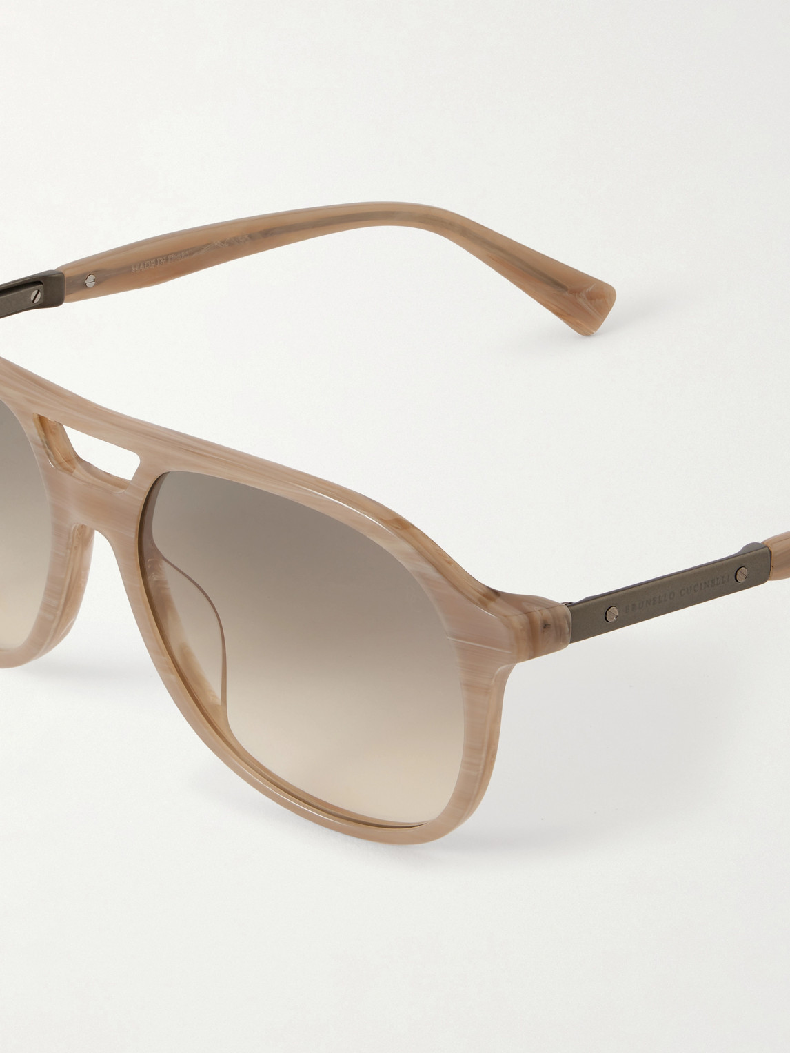  Brunello Cucinelli - Aviator-style Acetate Sunglasses - Men - Brown 