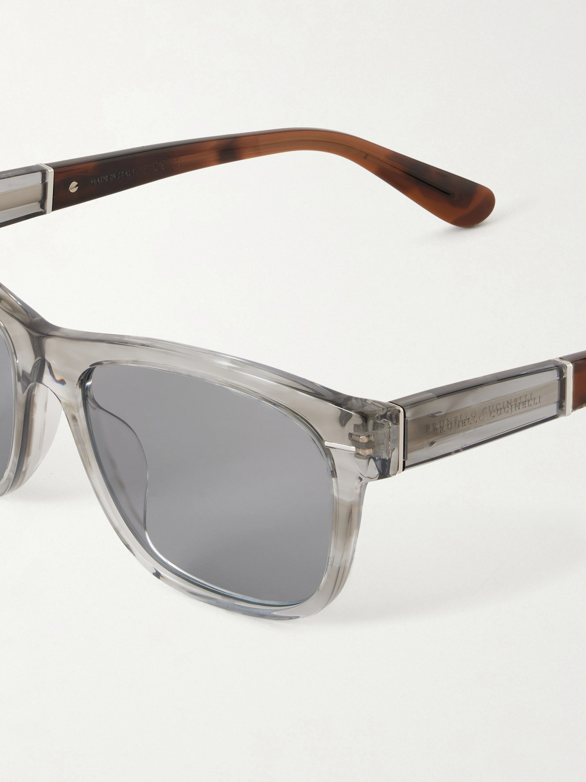 Brunello Cucinelli - Aviator-style Acetate Sunglasses - Men - Gray 