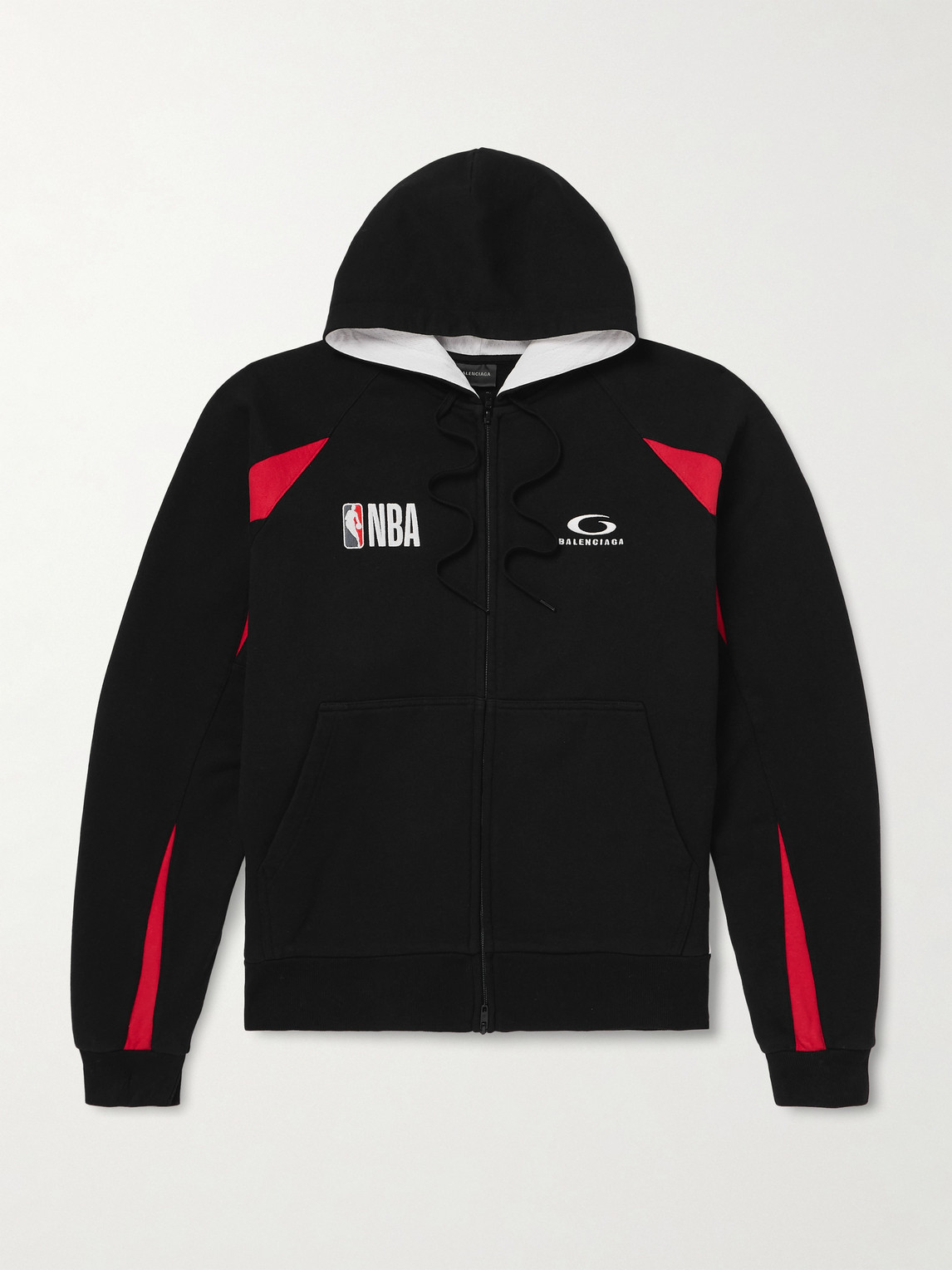 Balenciaga NBA Oversized Logo-Embroidered Cotton-Jersey Zip-Up Hoodie x large