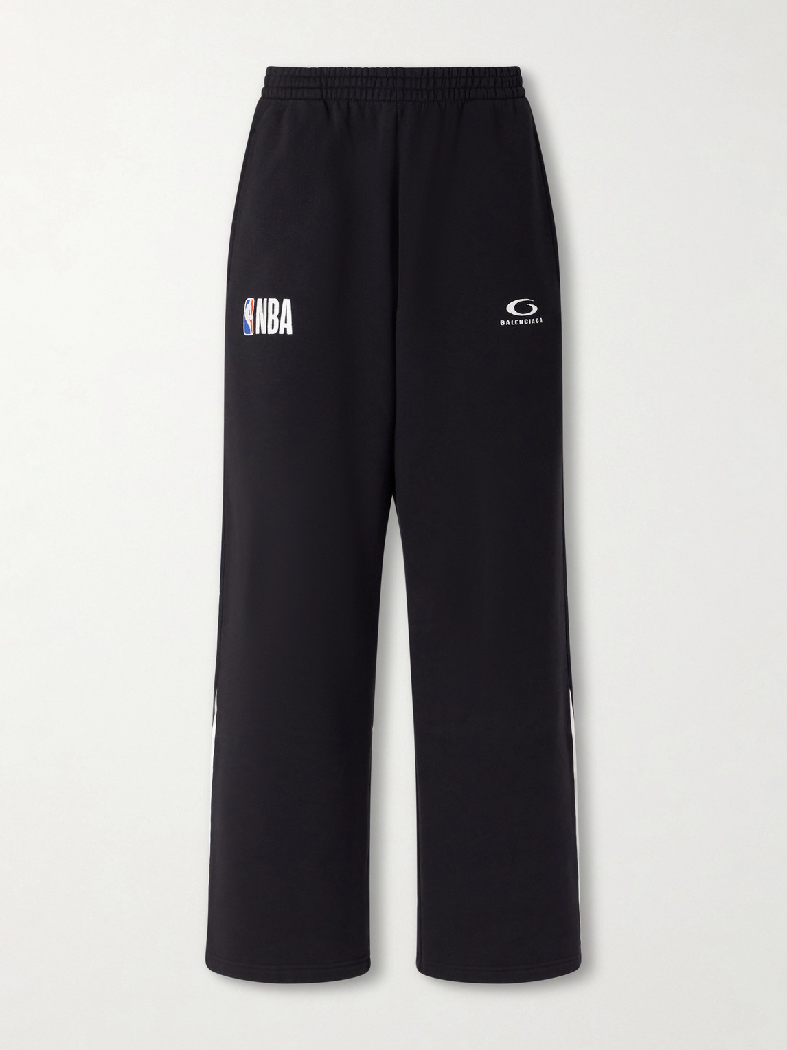 Balenciaga NBA Wide-Leg Logo-Embroidered Cotton-Jersey Sweatpants small