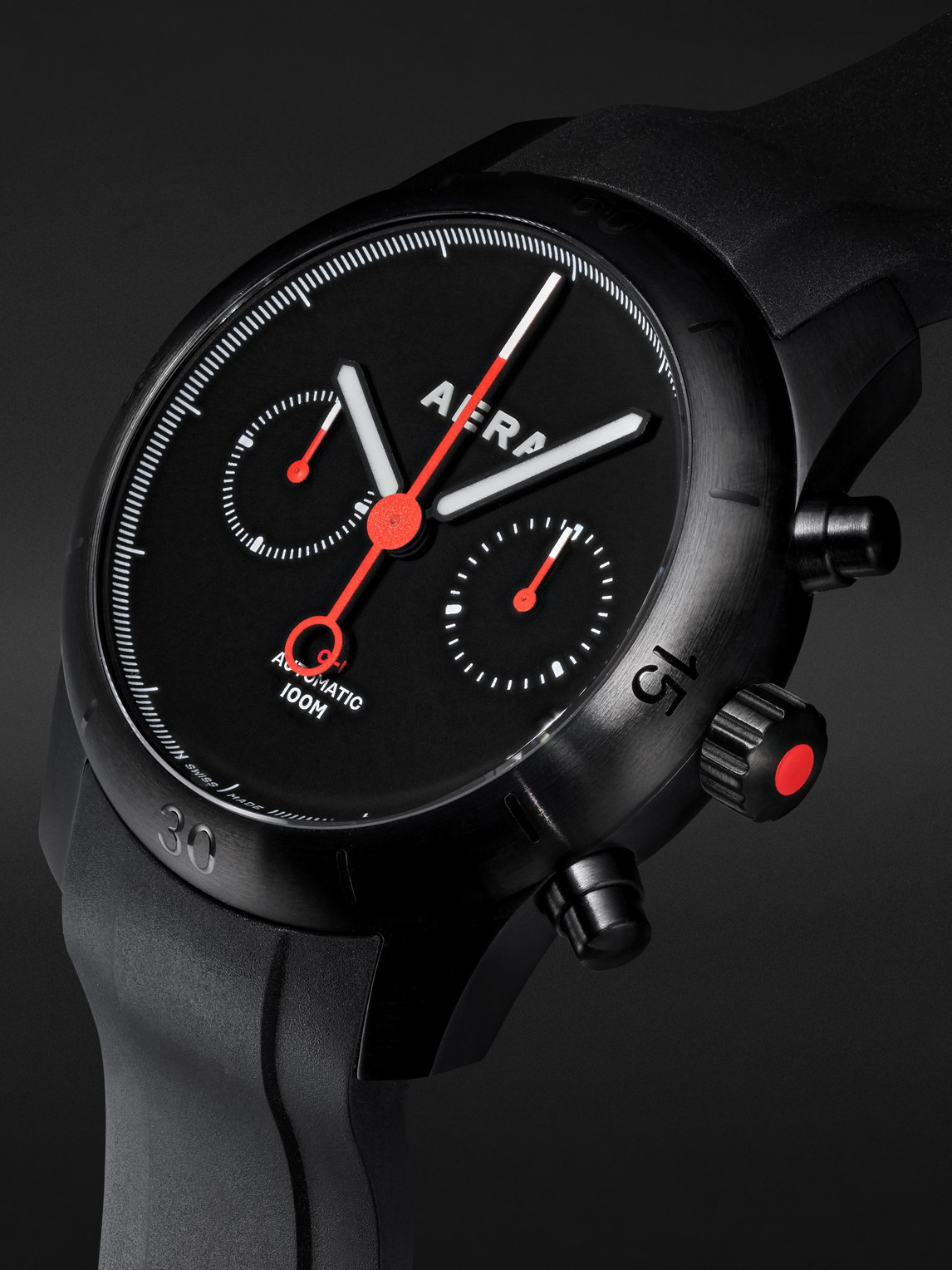  Aera - C-1 Chrono Automatic Chronograph 42mm Stainless Steel And Scuba Watch, Ref. No. C-1 Shadow - Men - Black 